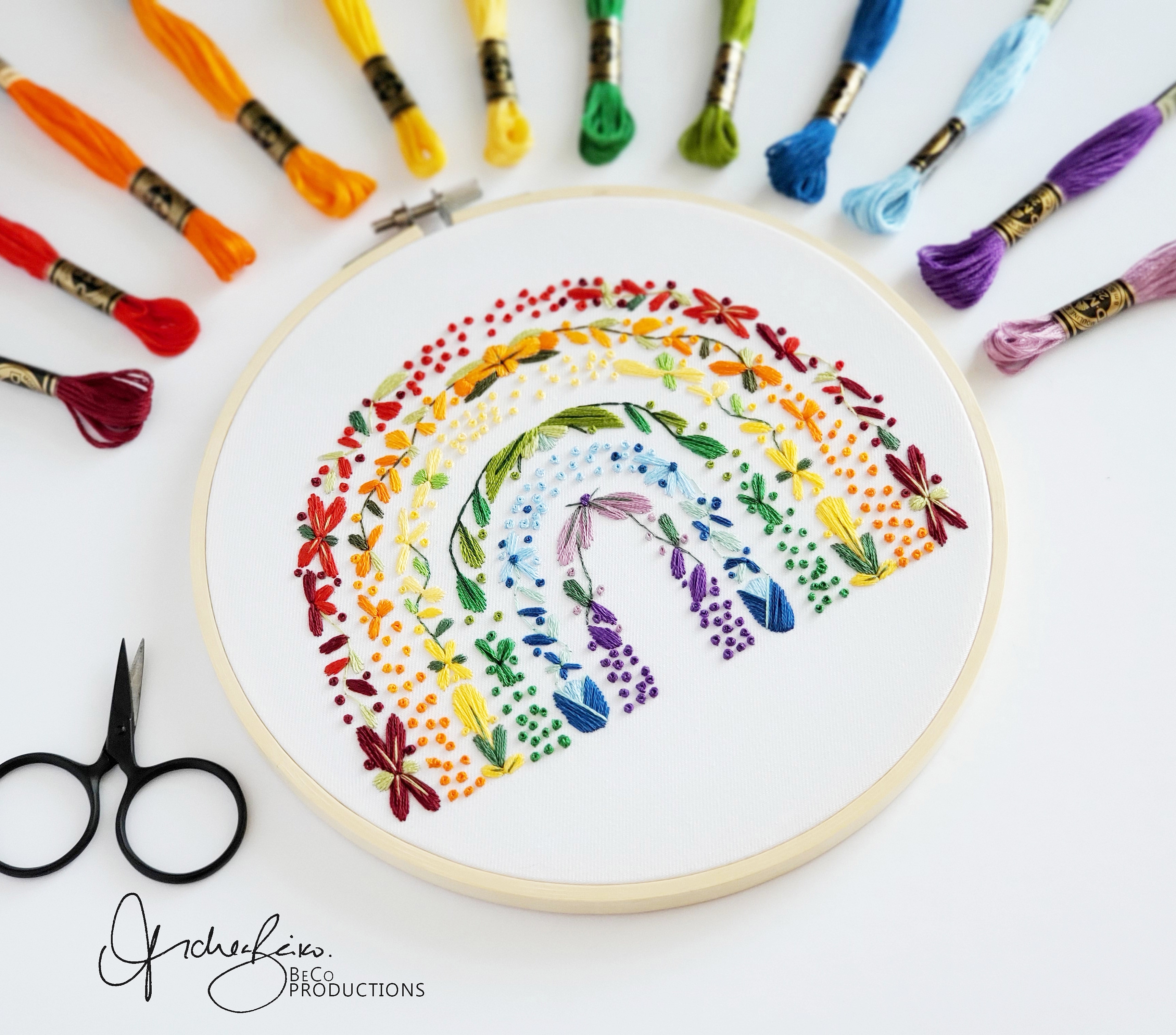 Full Floral Rainbow Embroidery I made just in time for Pride Month