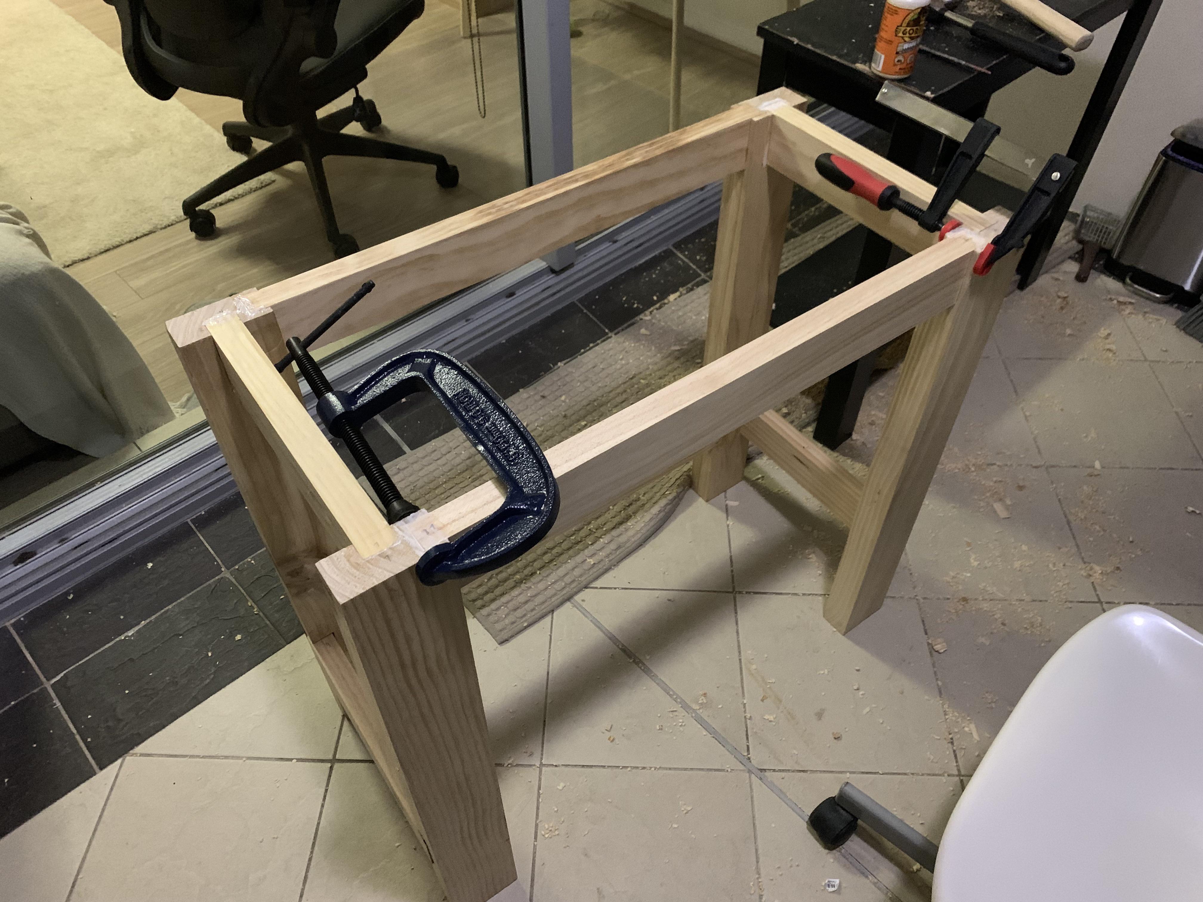 My first ever woodwork project at home. Still missing the tabletop. r