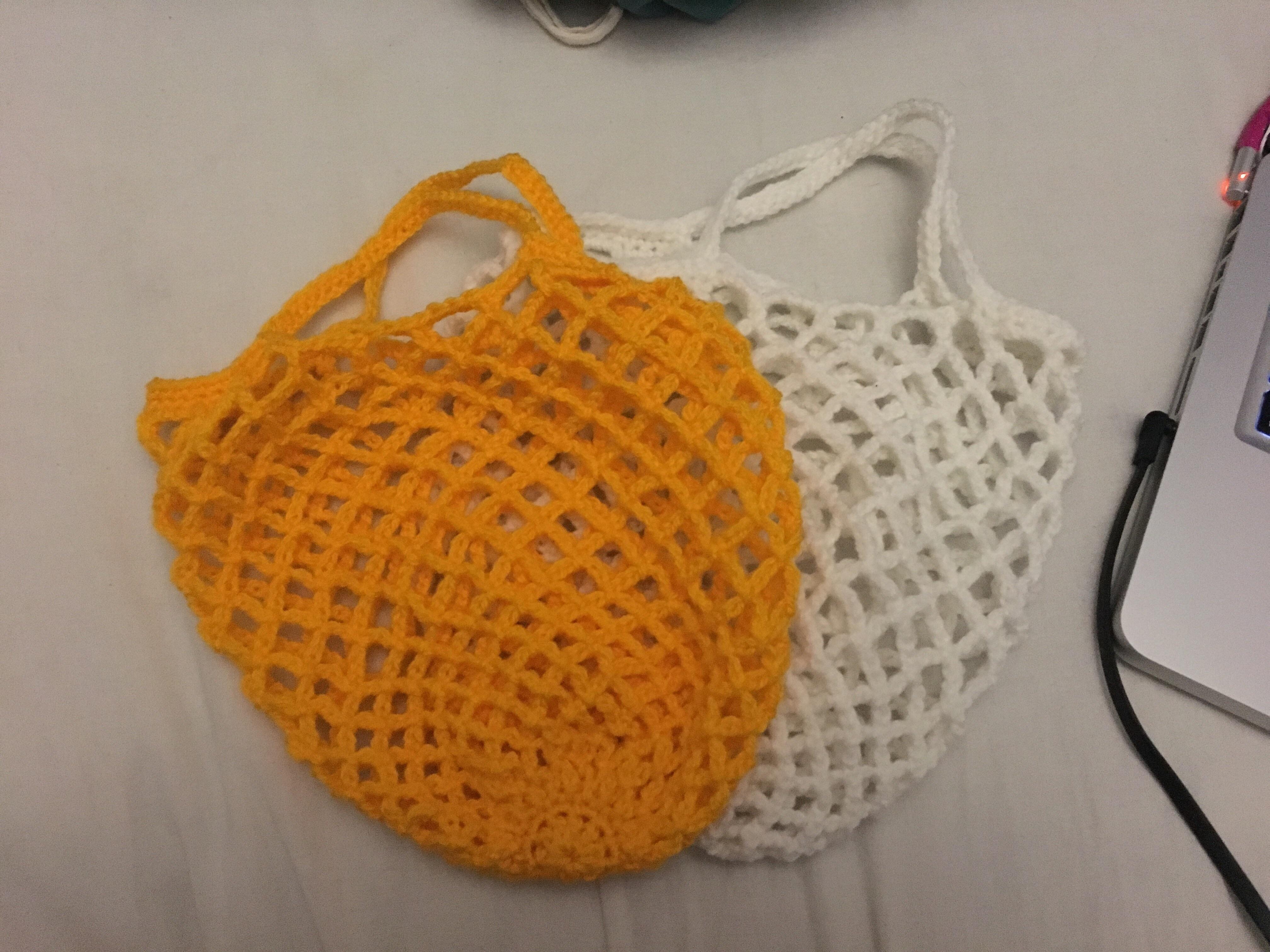 Crocheted some reusable produce bags! They stretch a lot too so you can