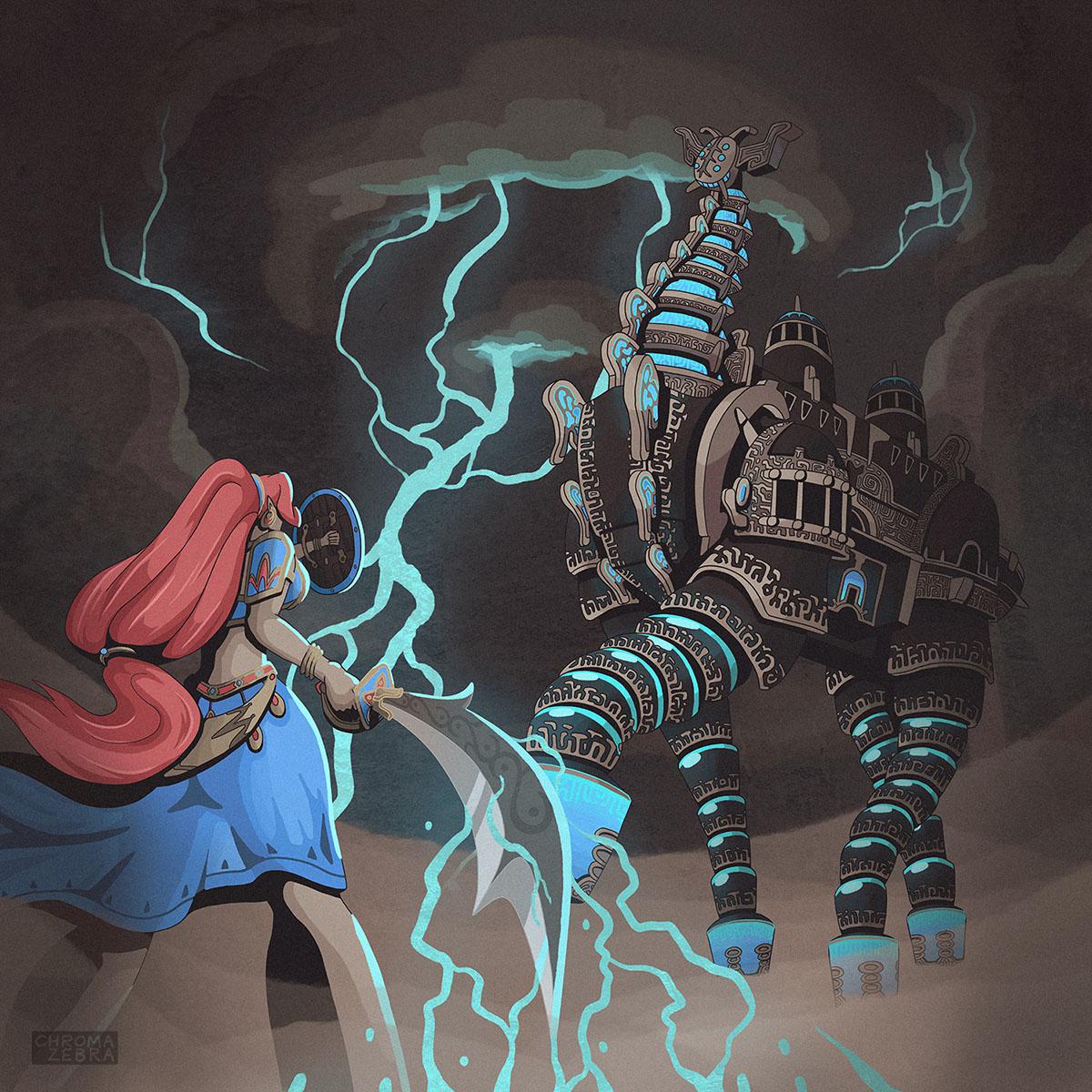 [OC] [BotW] Divine Beast Vah Naboris, Art by Me r/zelda