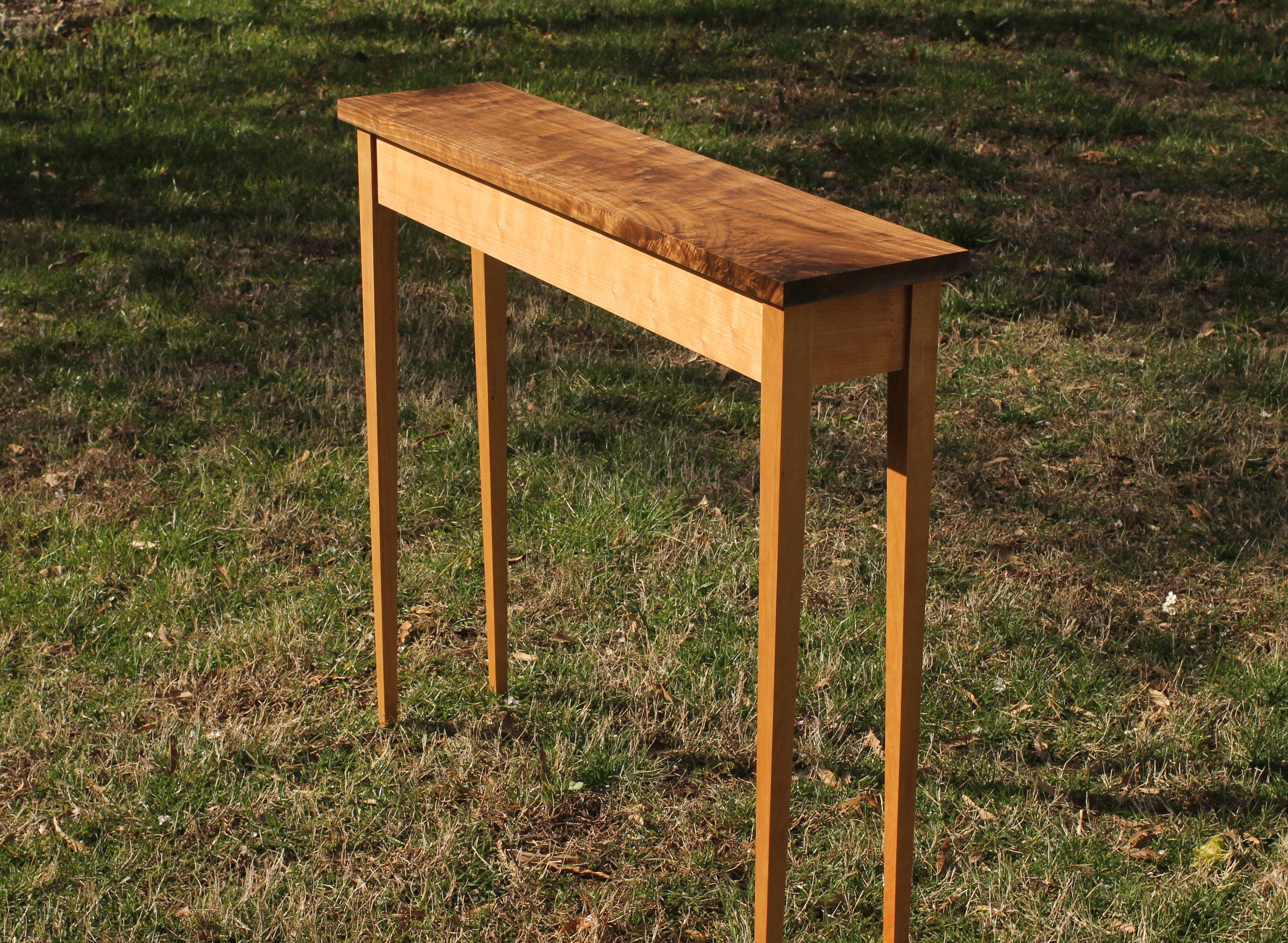 Entry table with cherry base and figured walnut top r/woodworking