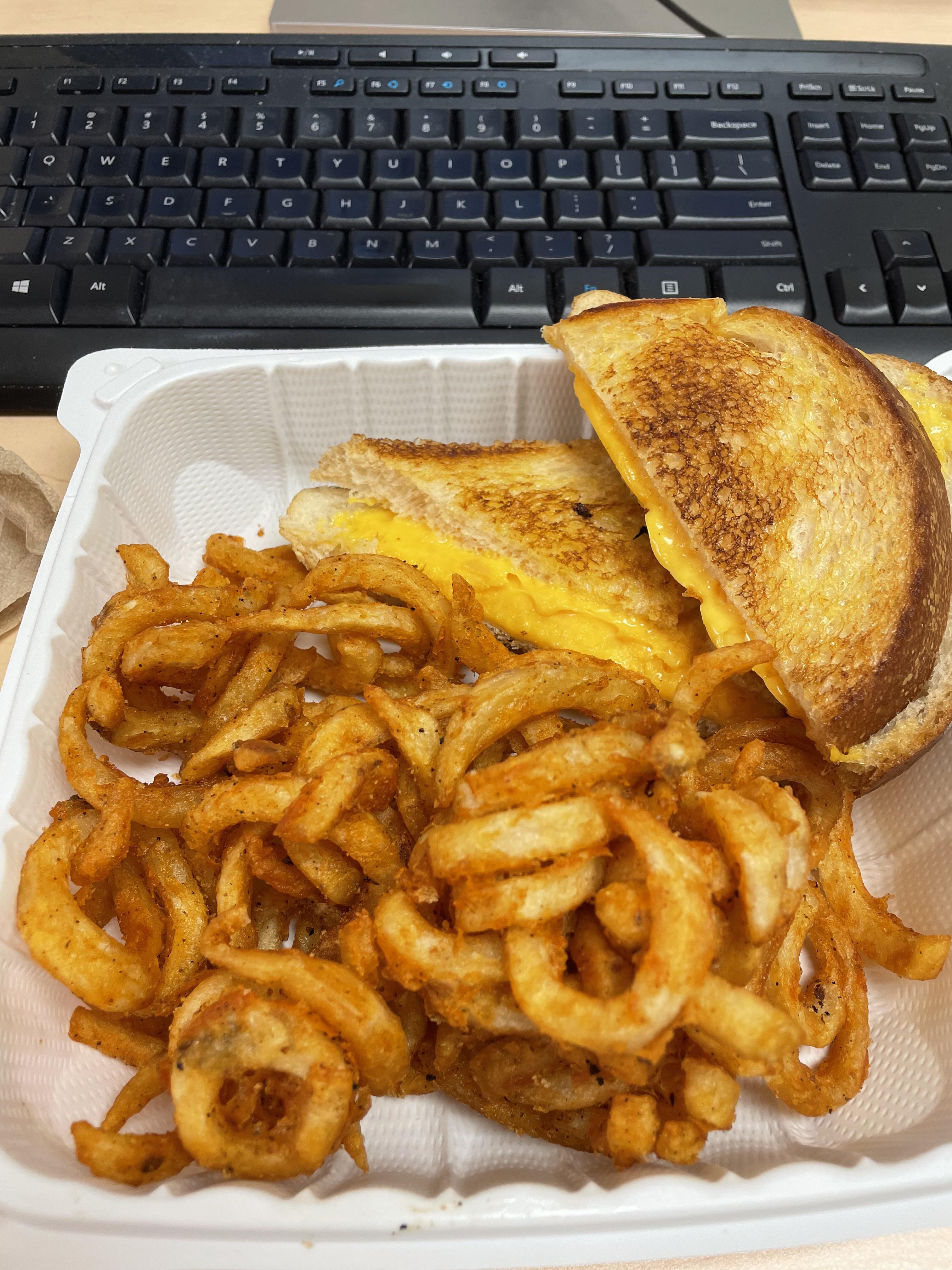 Grilled cheese and curly fries from my hospitals cafeteria r