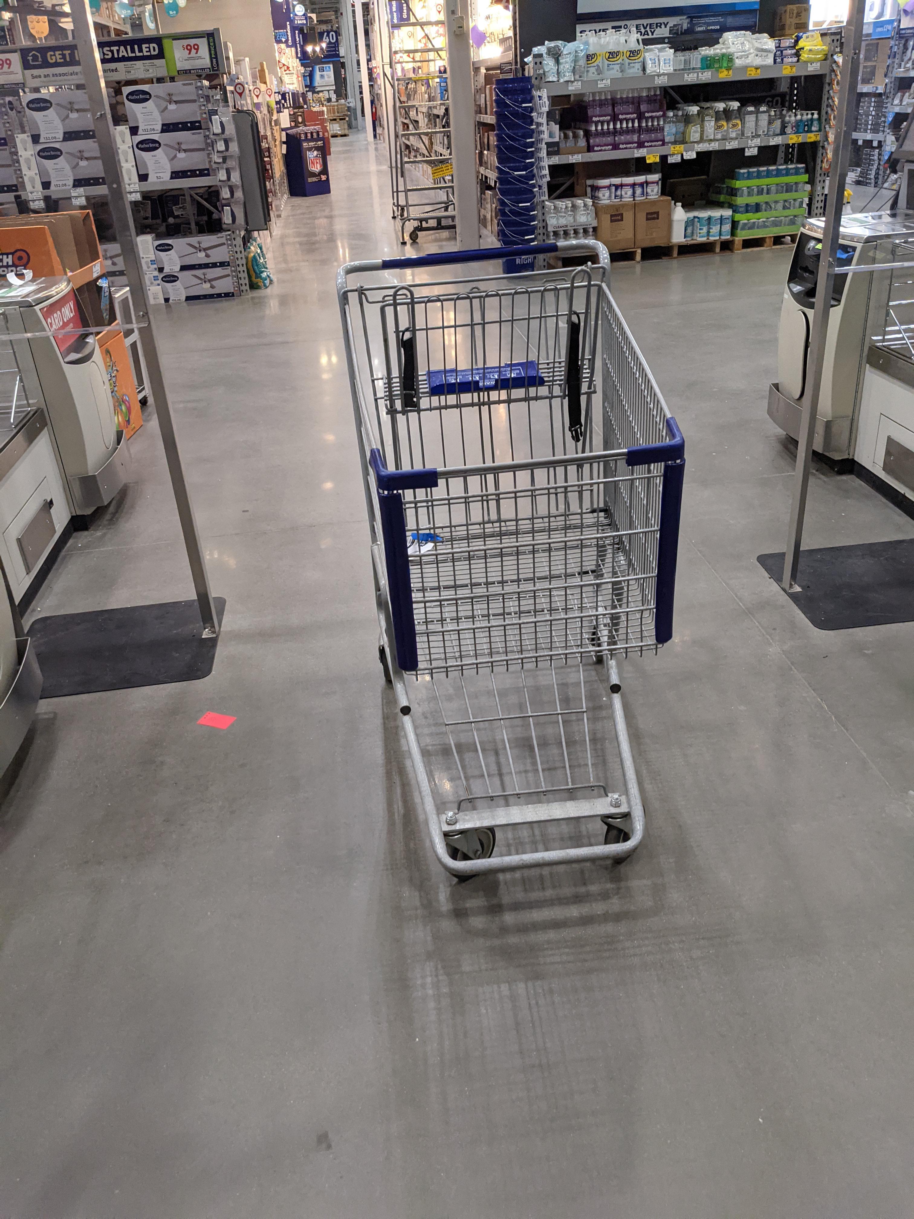 Woman checks out and leaves her cart right in the middle of the SCO area 🤦 r/Lowes