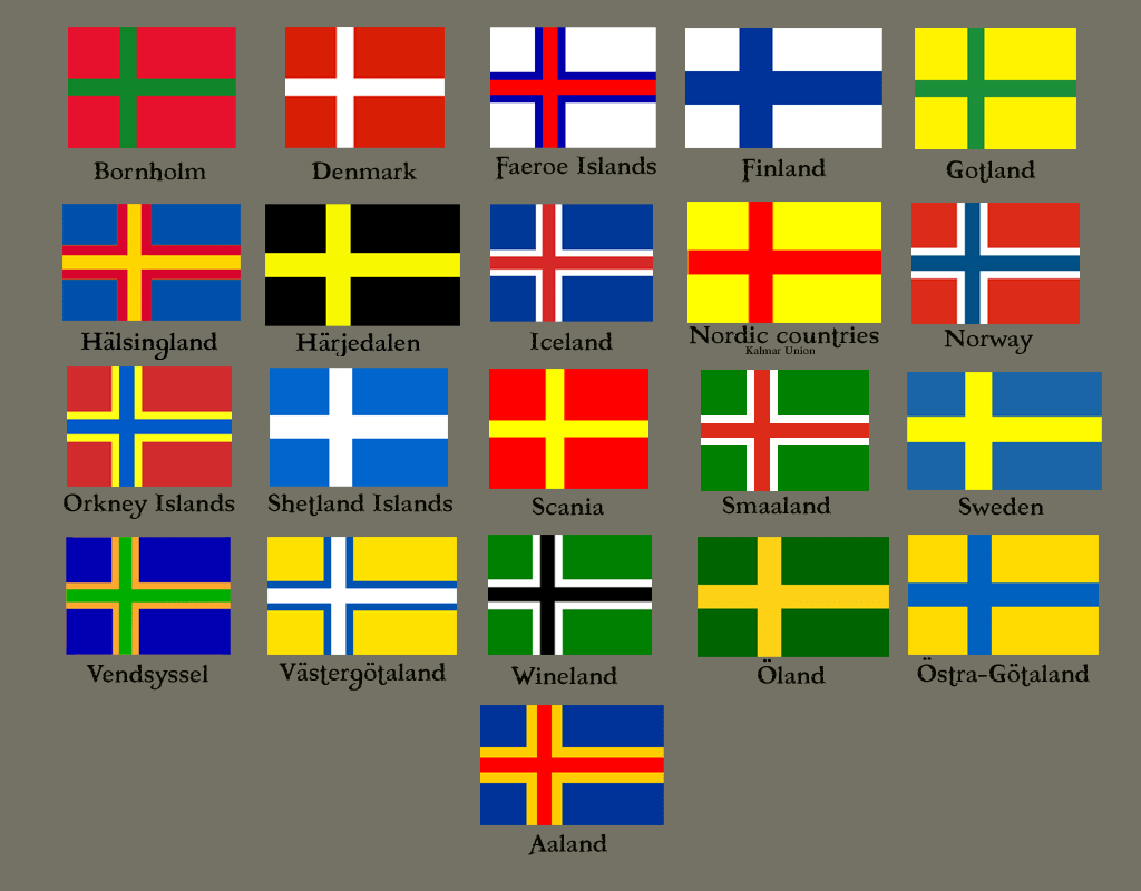 Flags with the Nordic Cross (not all of these areas are Nordic) r/flags