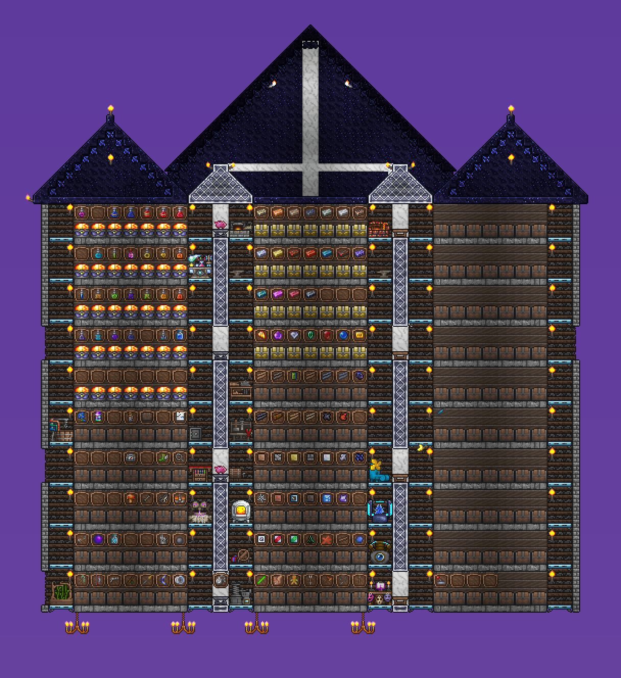 My storage building. Any critiques/tips r/Terraria