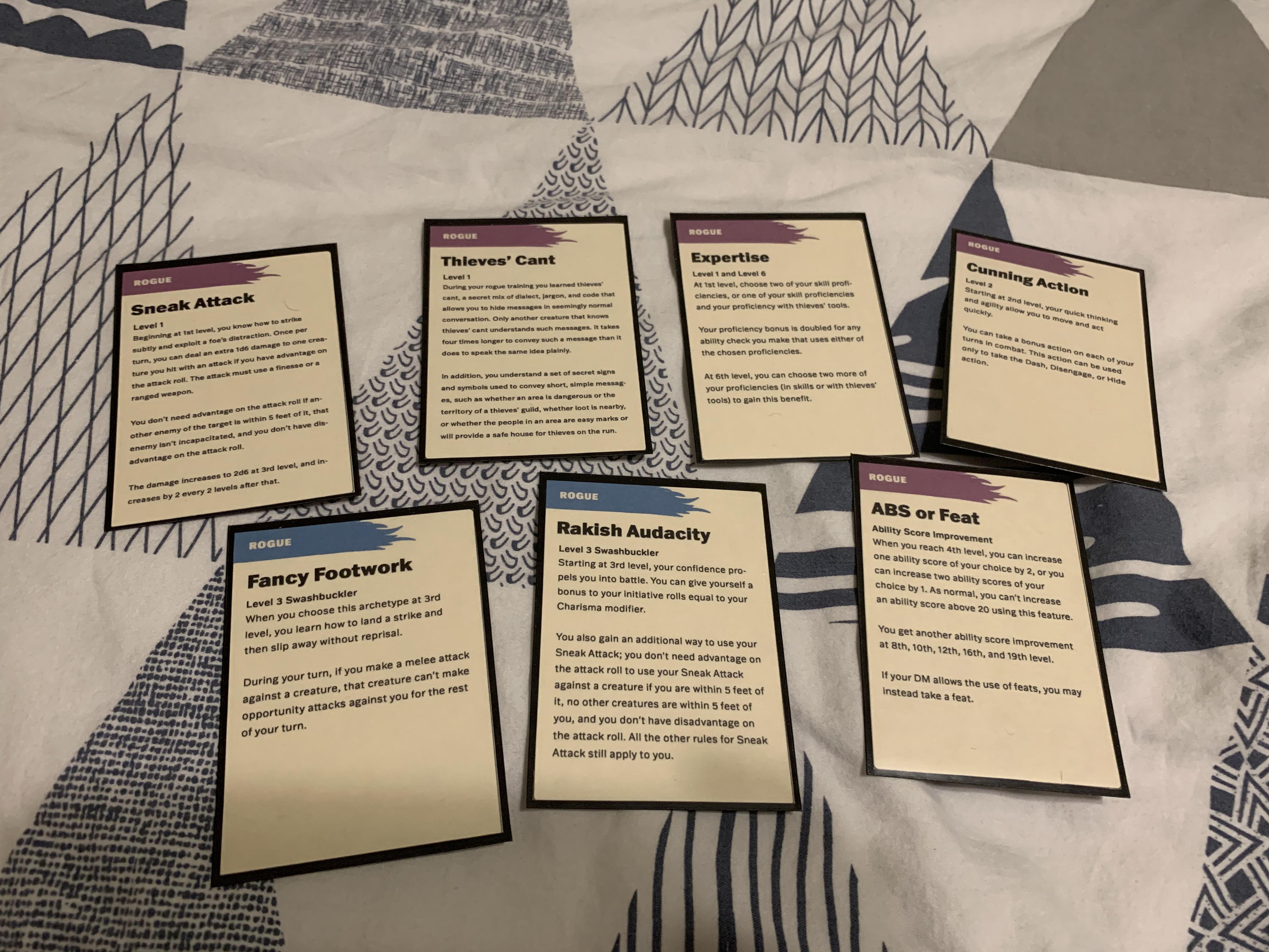 [OC] Made Class Ability Cards for my Players r/DnD