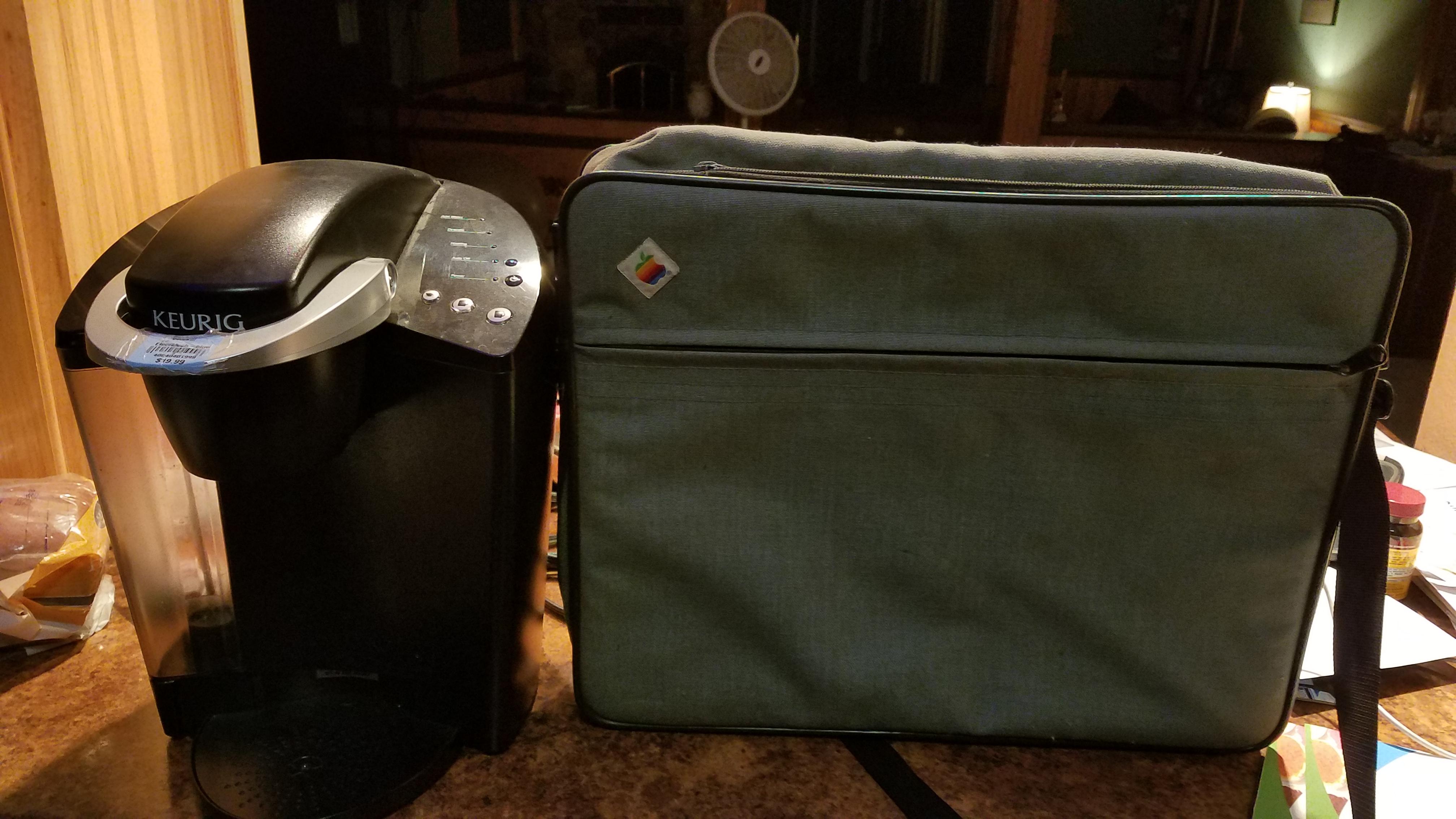 A Keurig 20 and a old Apple laptop bag (Under a dollar) from Goodwill