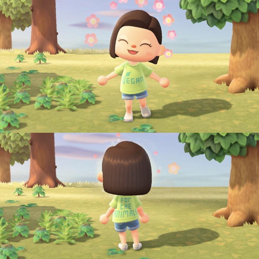 i designed myself a vegan t shirt on animal crossing! r/vegan