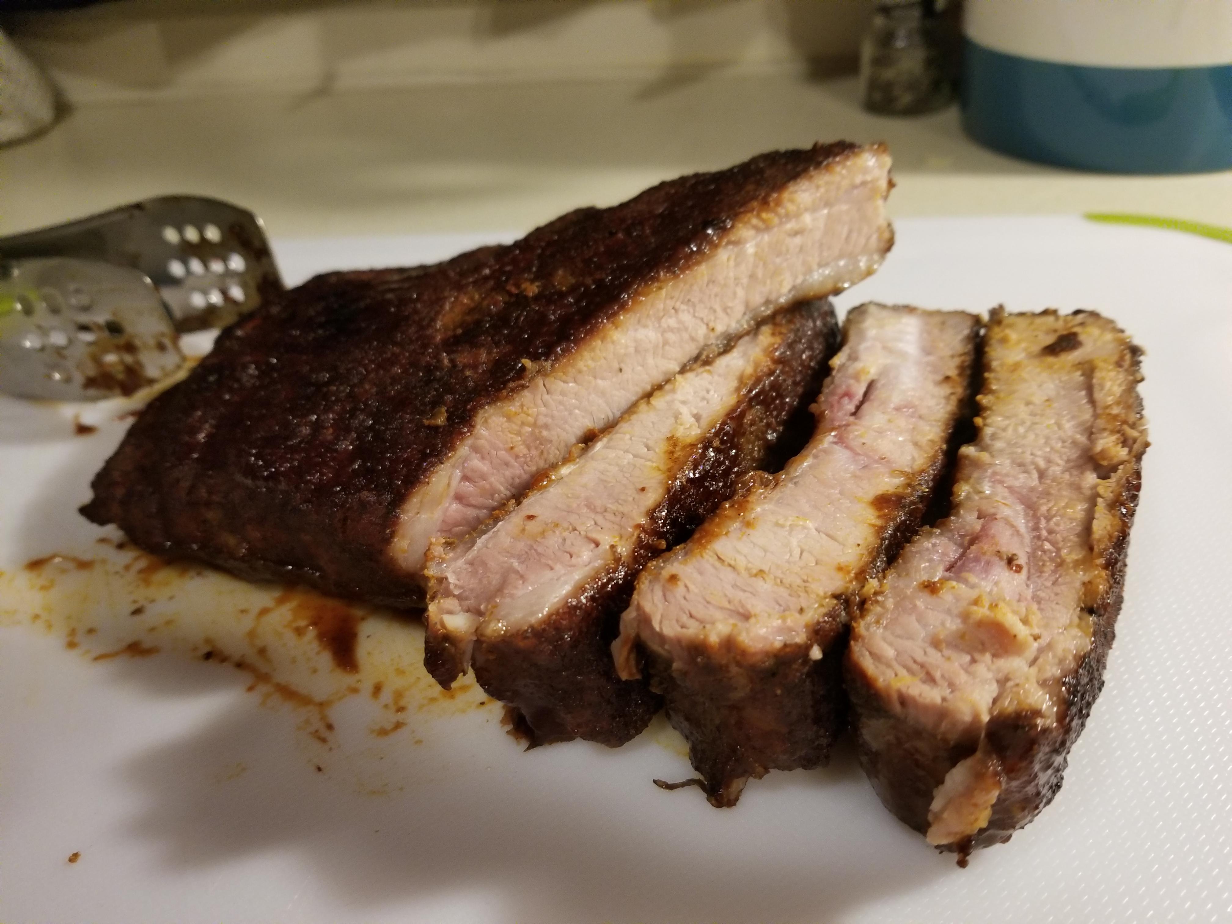 St. Louis ribs 18 hours at 145. Very close to perfect IMO. Rub recipe
