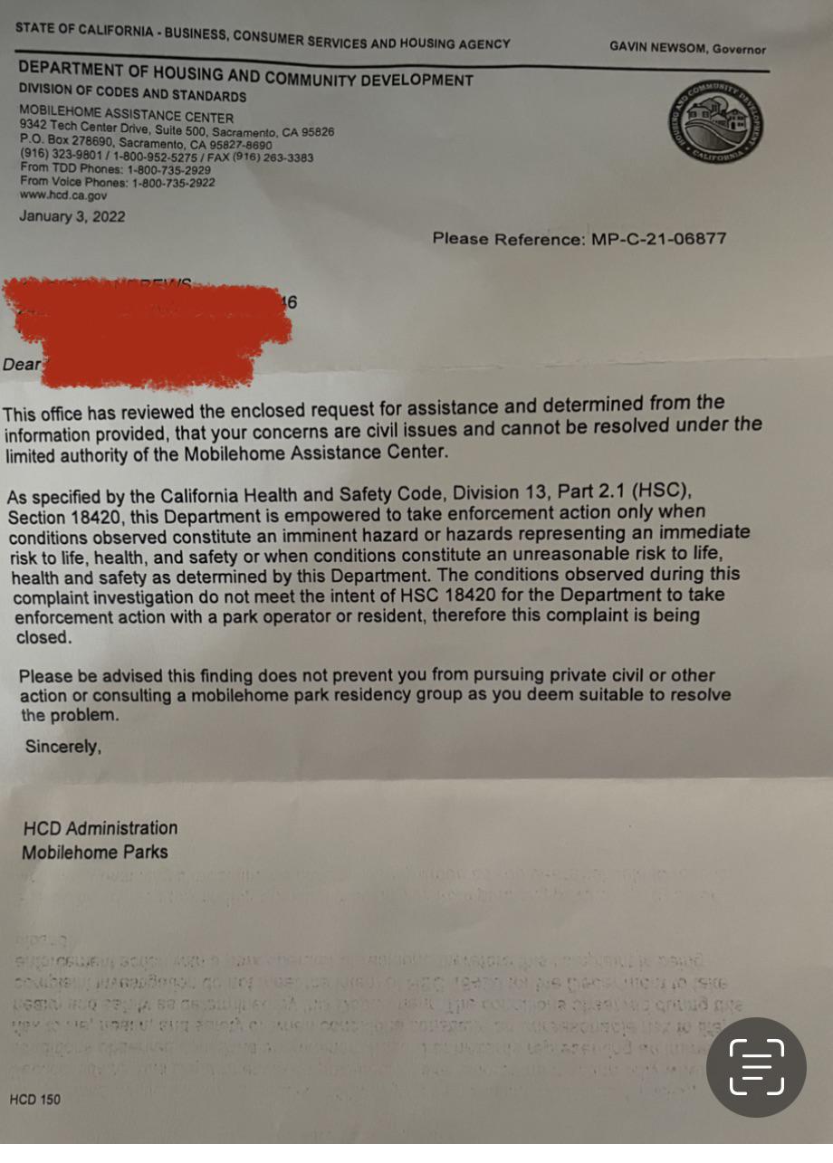 What is HCDS JOB??? HCD is not for mobile homes owners they are for