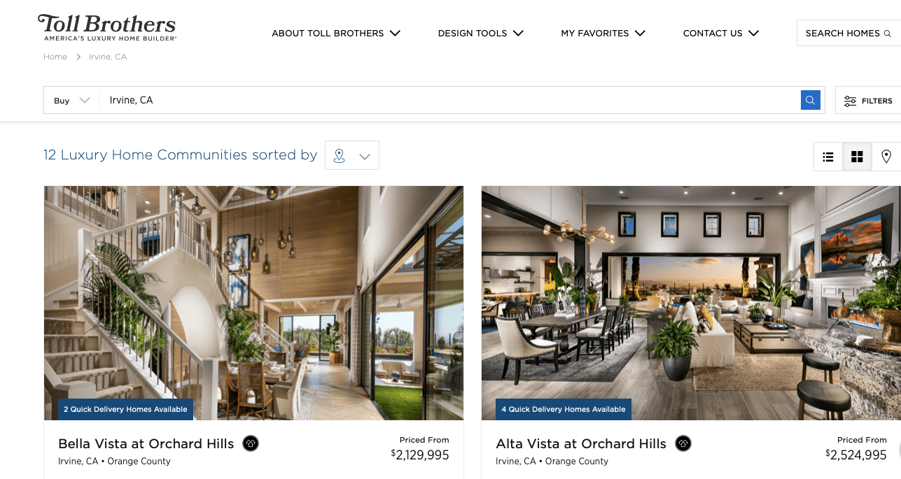 Toll Brothers, Irvine, CA Bella Vista and Alta Vista. Frank Prados