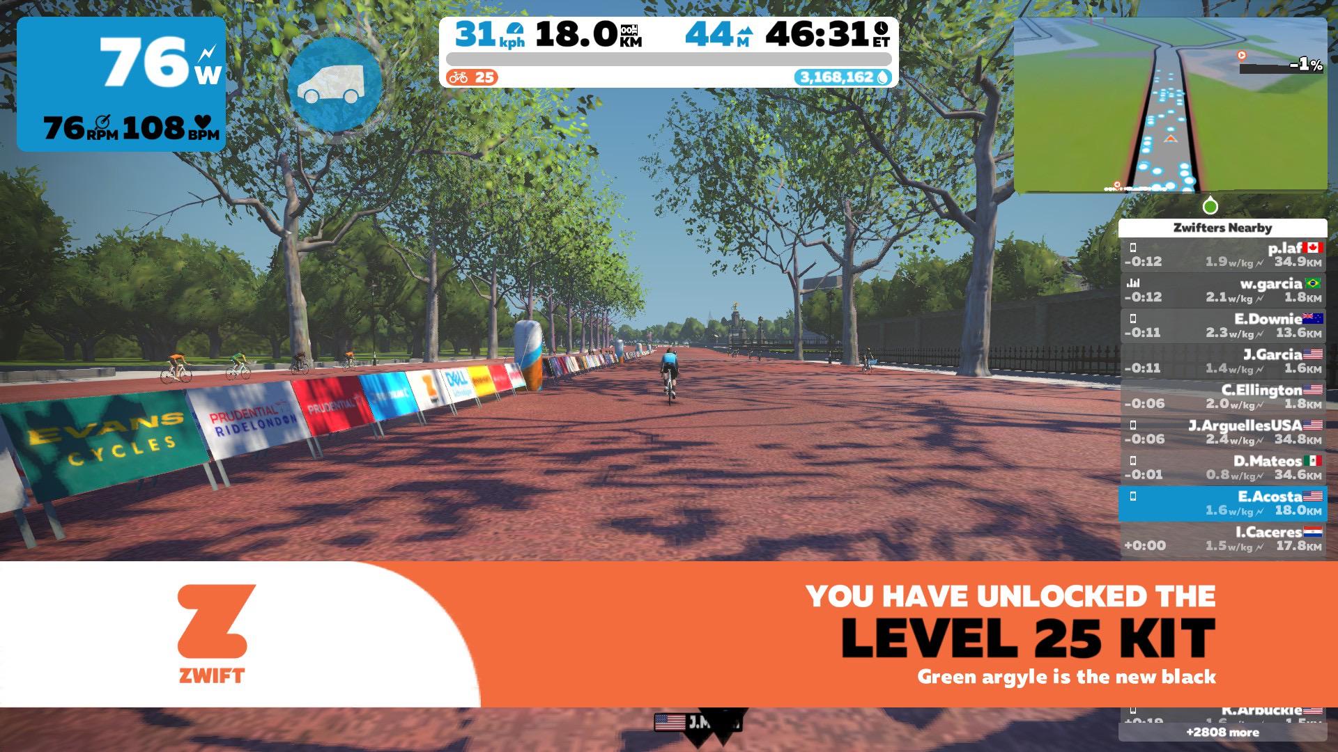 Just reached Level 25 r/Zwift