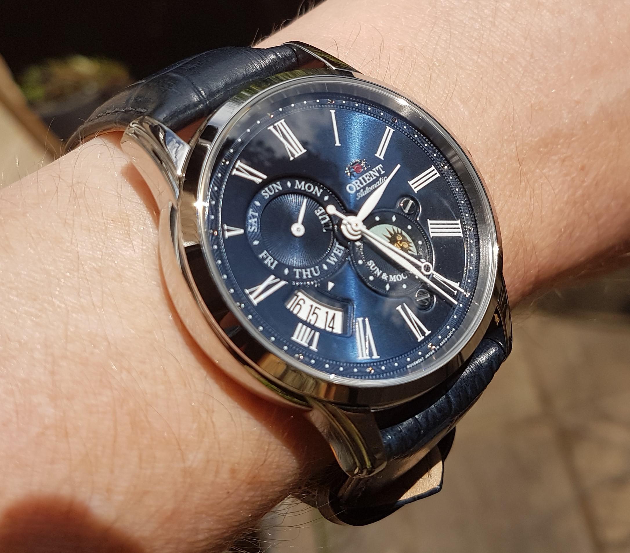 [Orient] Brand new Sun & Moon V3 in the sunshine r/Watches