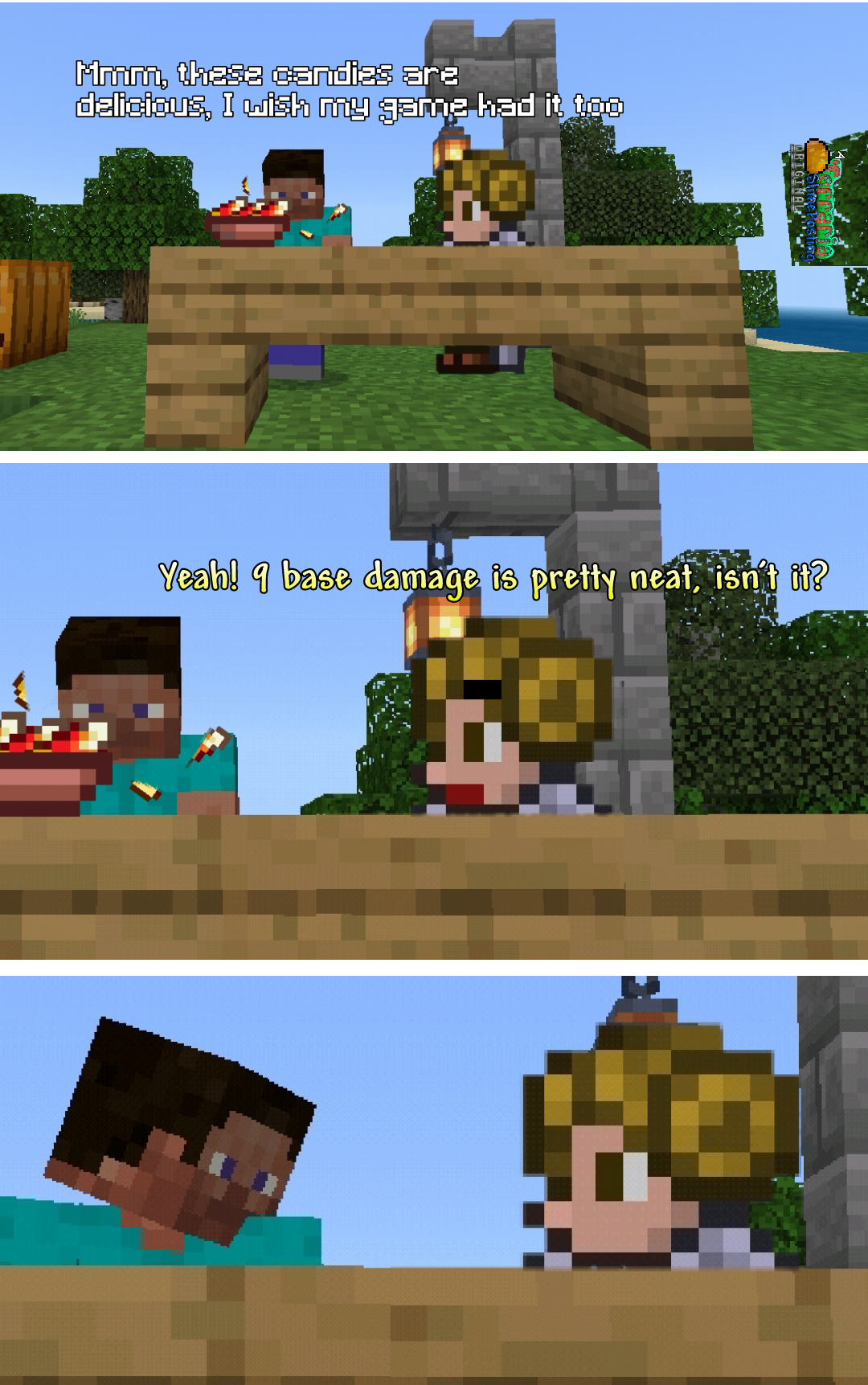 when candy corn does more damage than your sword r/Terraria