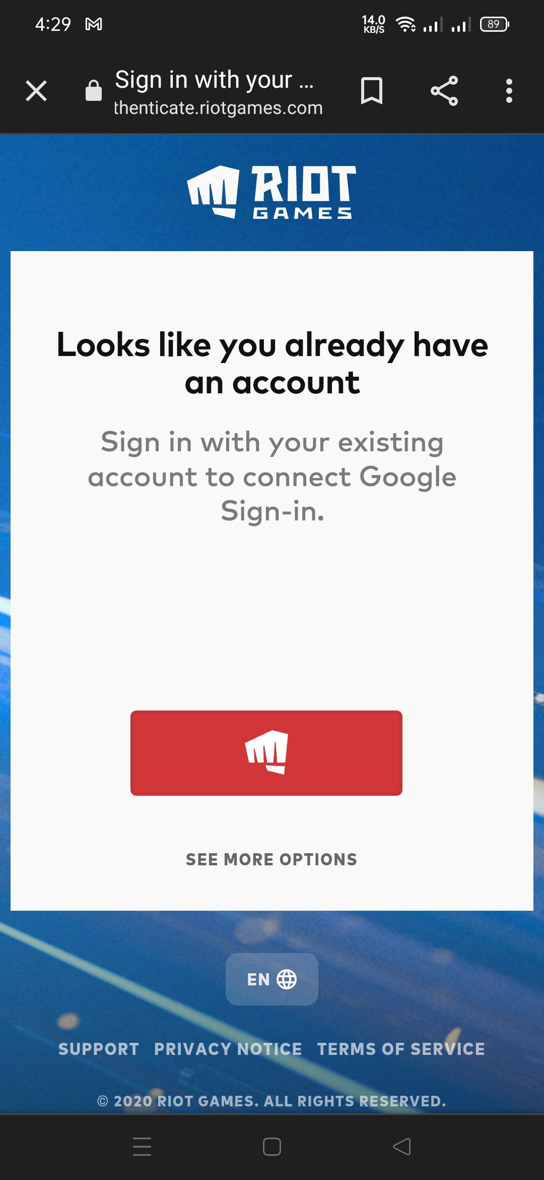 This happens after creating a riot account riotgames