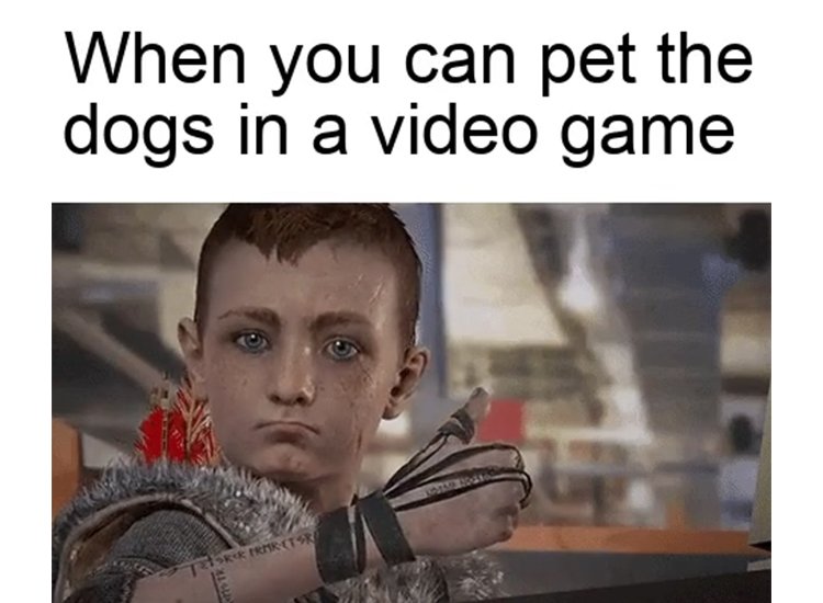 to bad there isn't a dog to pet in that game r/memes