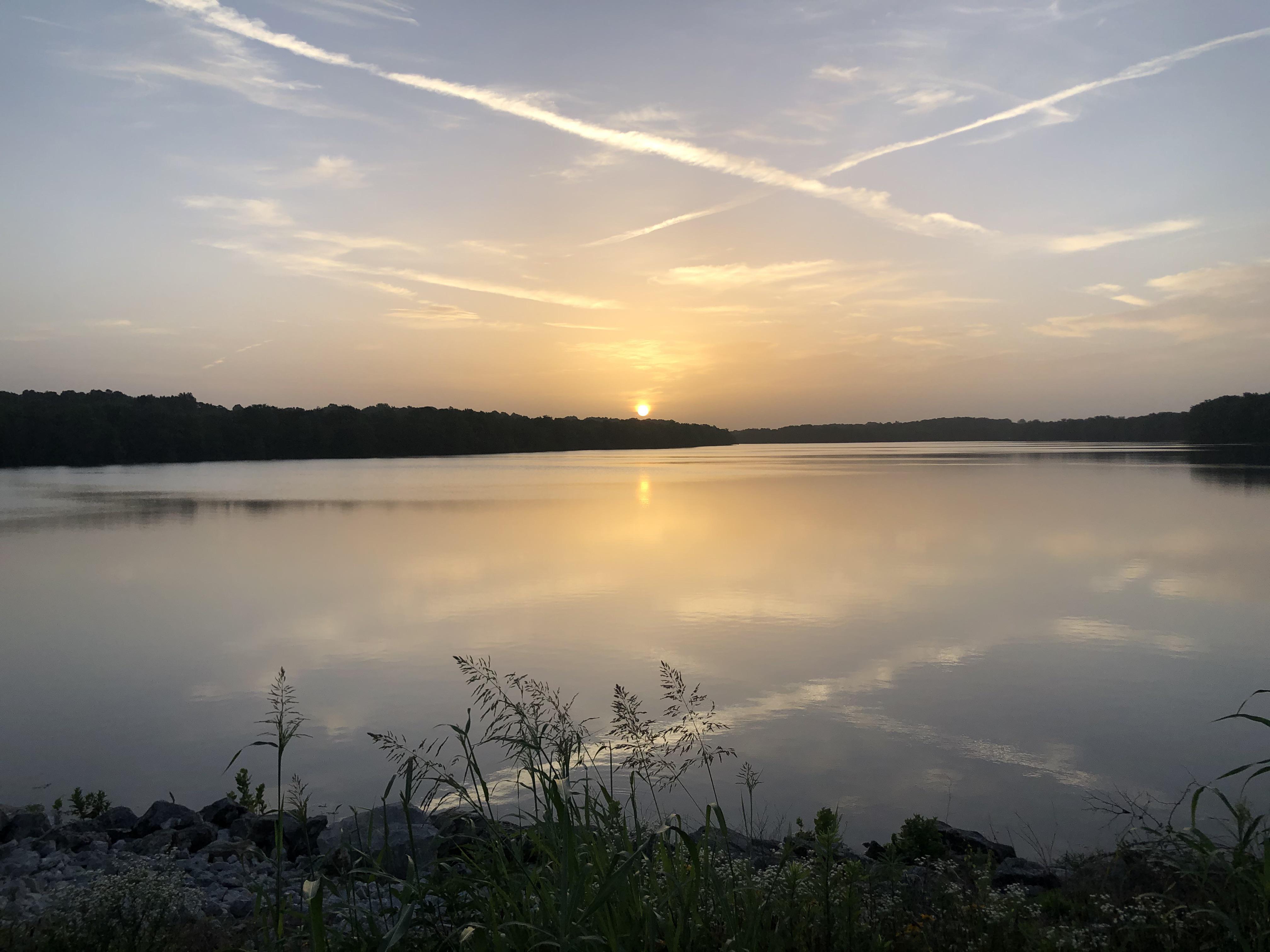 Sunrise over lake Fayetteville fayetteville