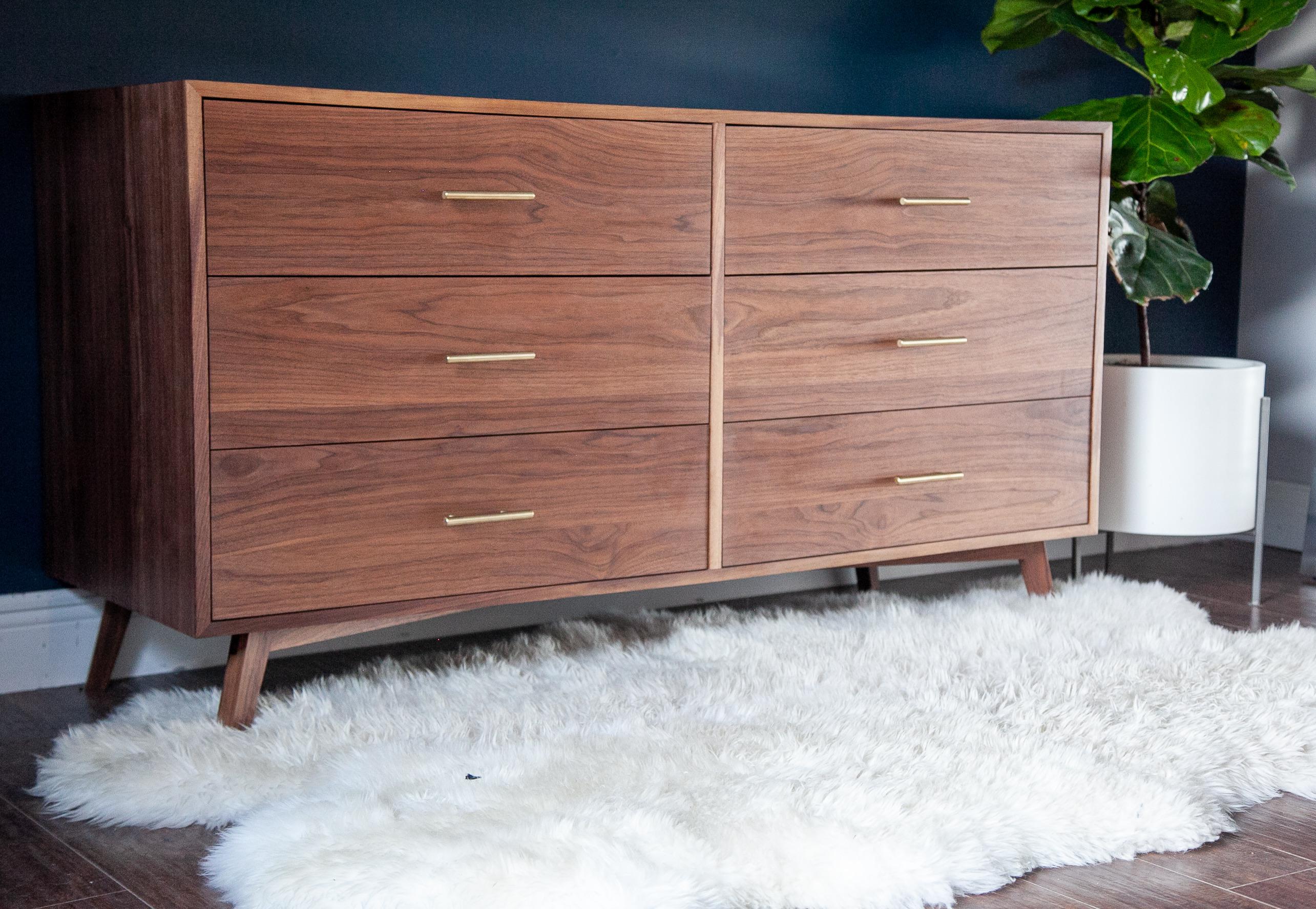 6 drawer walnut dresser with maple dovetailed drawers. More pics in