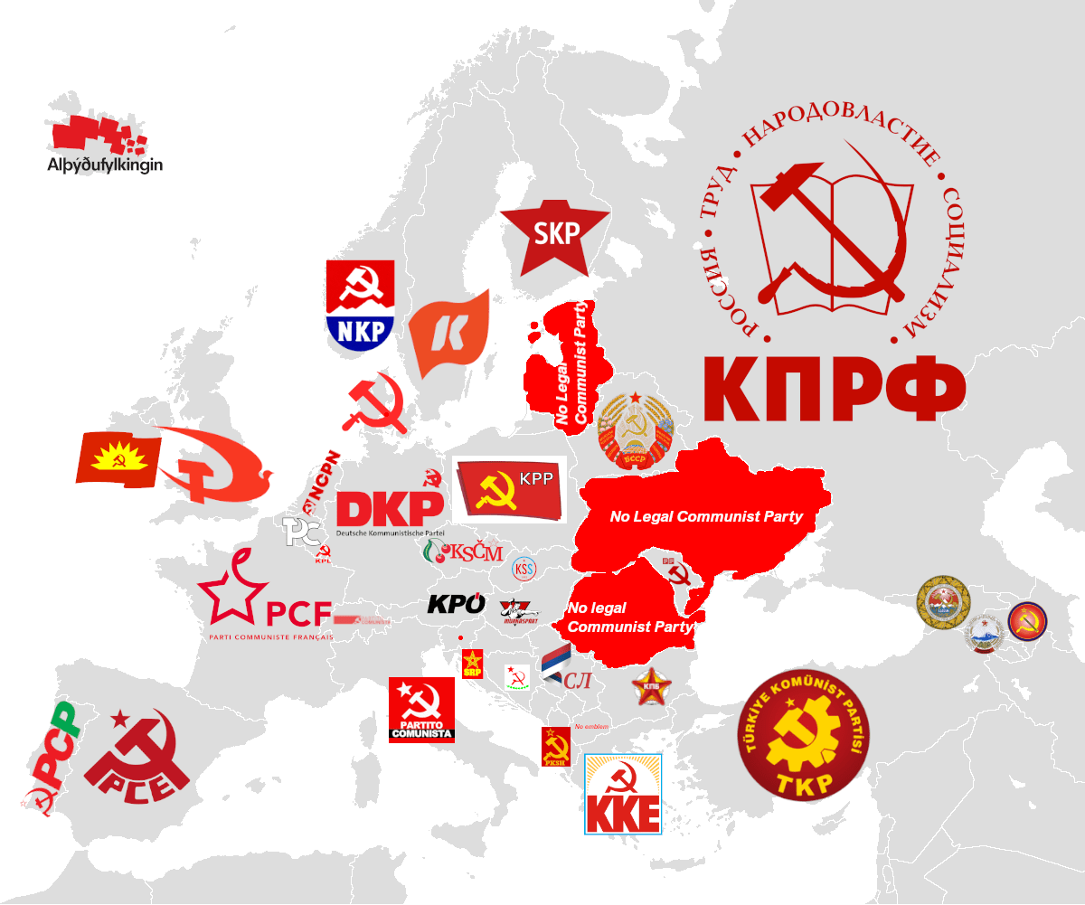 Each European country's Communist Party's emblem. r/MapPorn