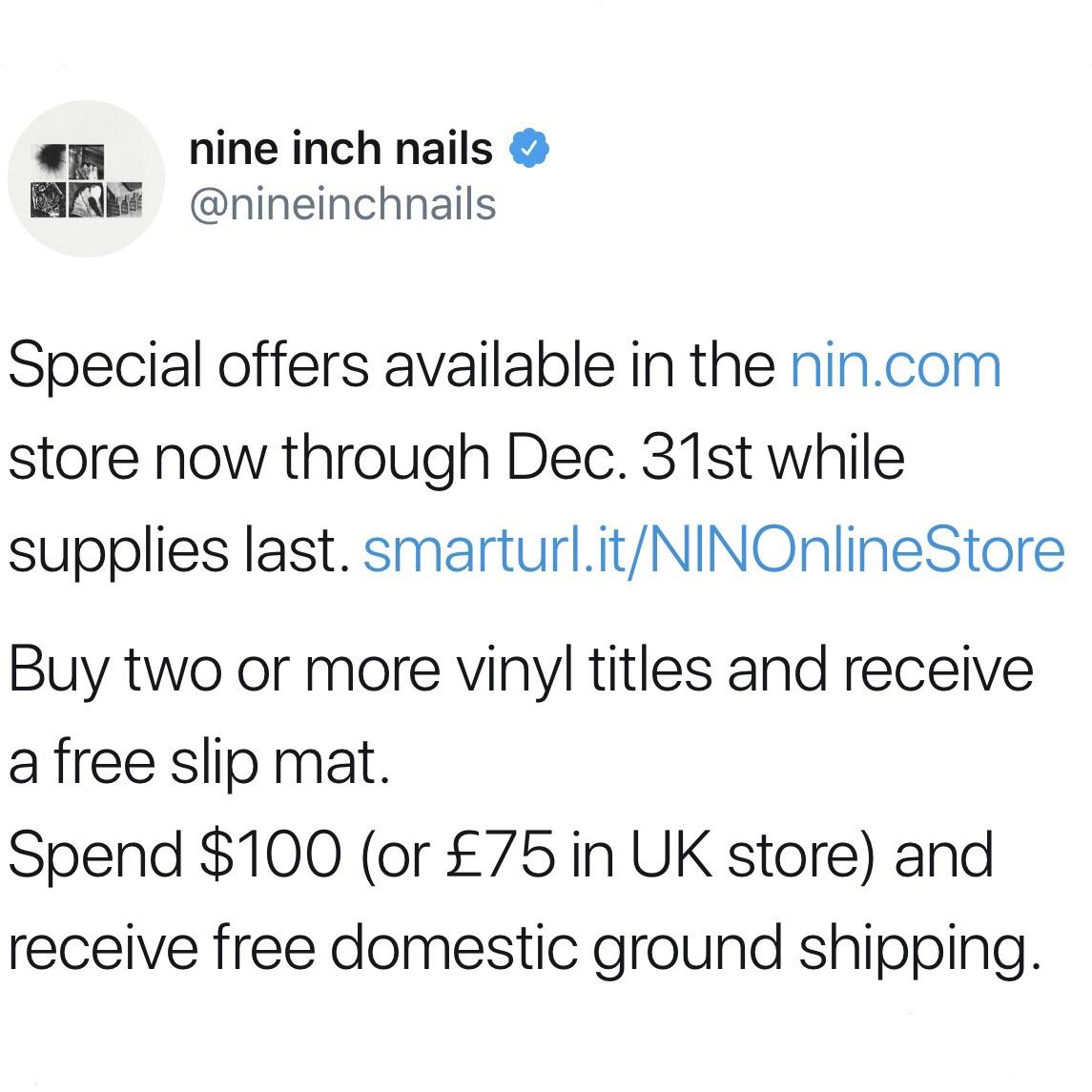Some deals on the nin store. r/nin
