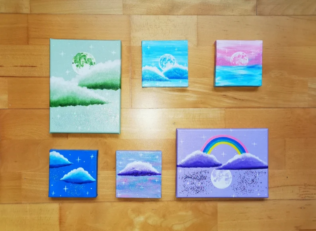 Aesthetic clouds paintings made by me and my sis aesthetics