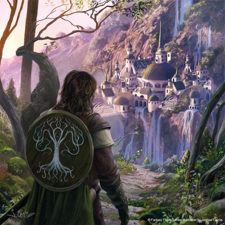 “Boromir arrives at Rivendell“, art from FFG’d LOTR Card Game