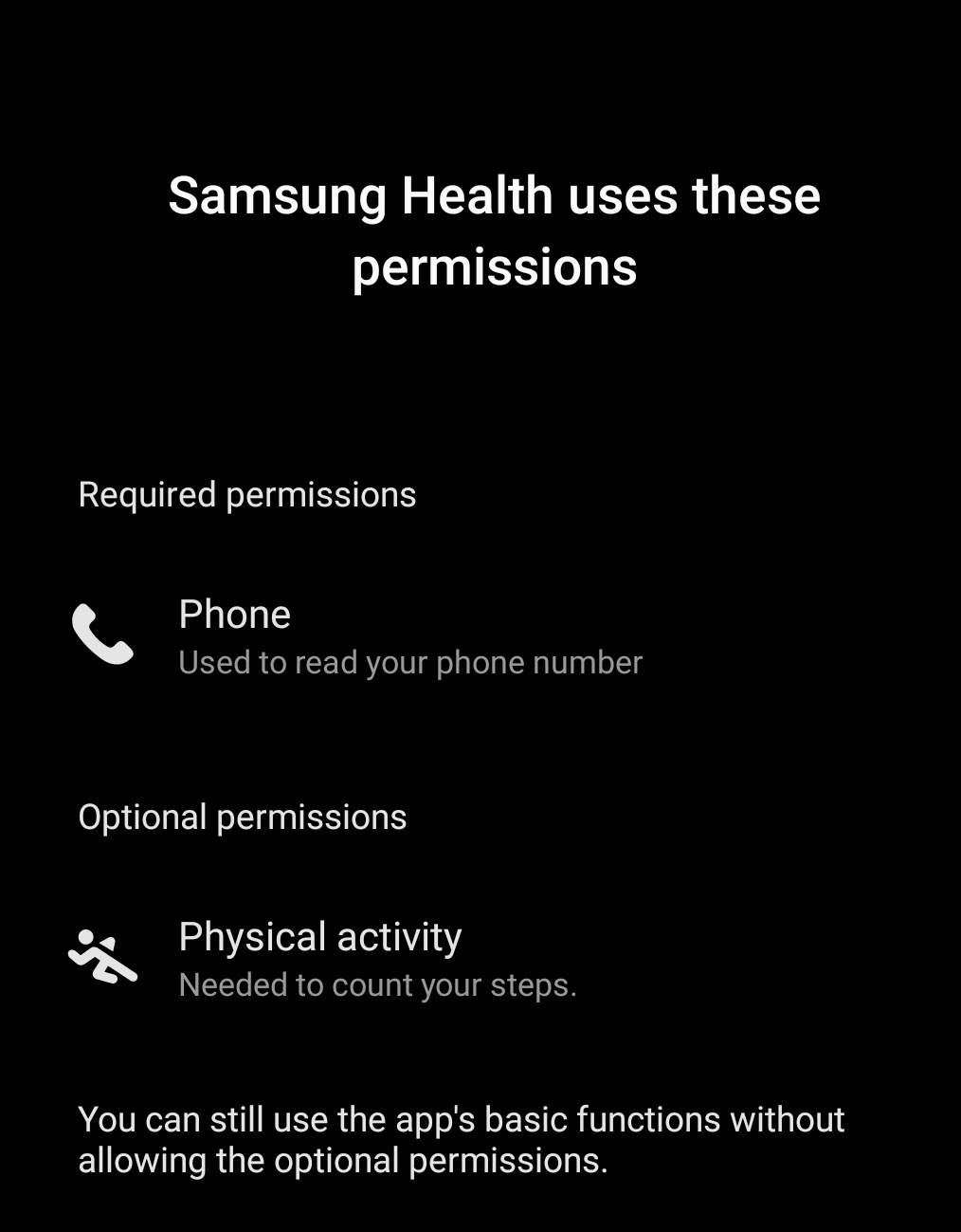 So why does Samsung Health need the phone permission (and access to my