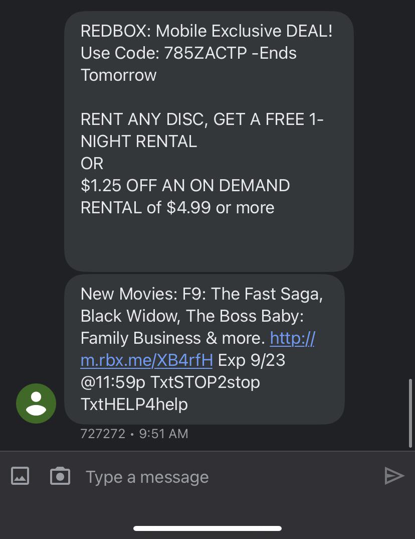 REDBOX Mobile Exclusive DEAL! Use Code Ends Tomorrow RENT ANY DISC
