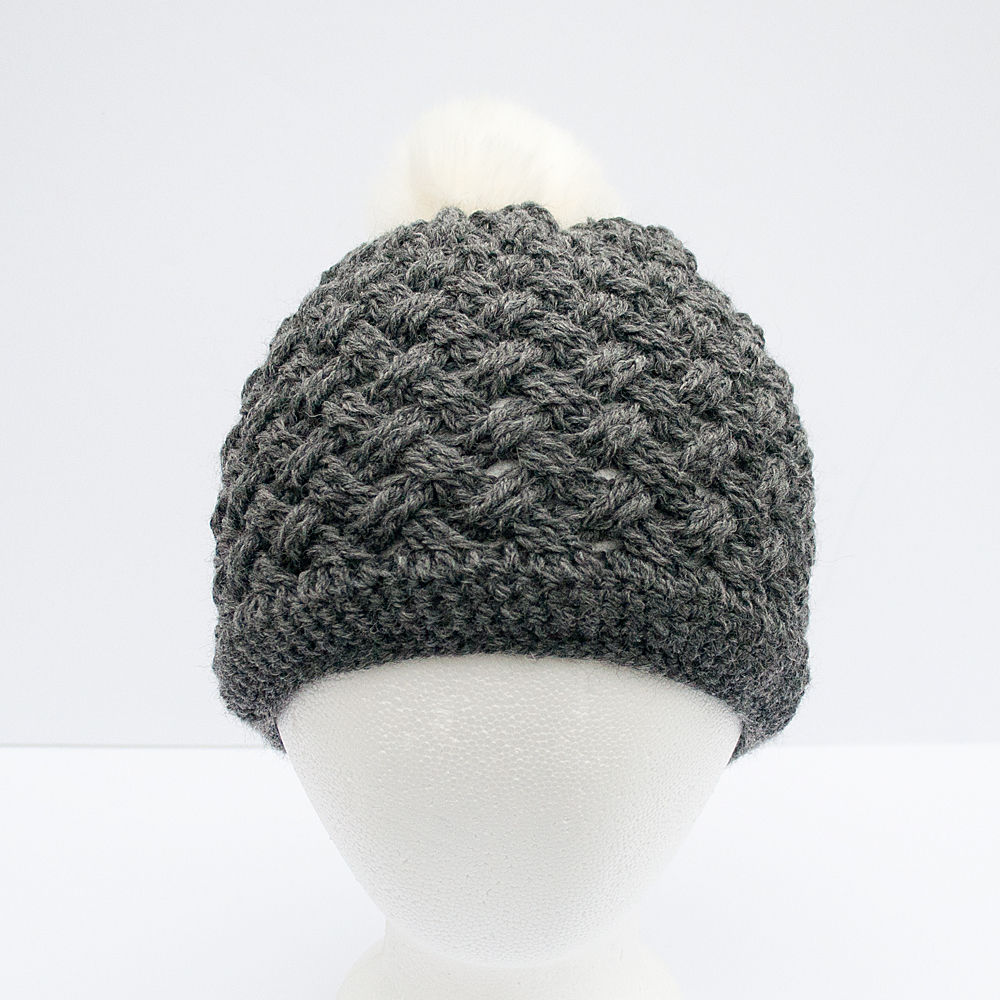 Worked up this charcoal wool cable stitch hat r/crochet