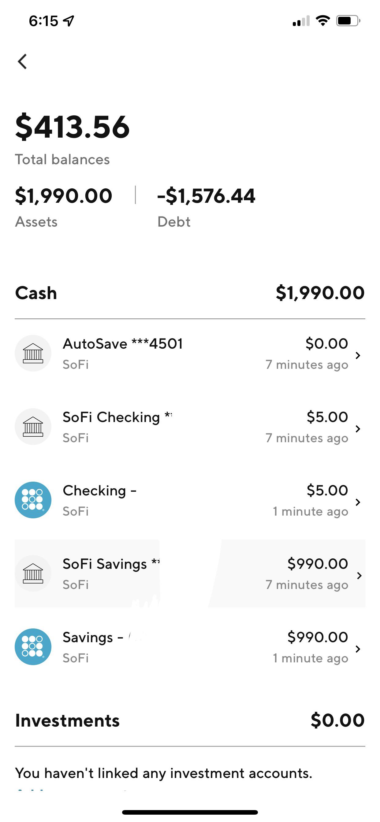 Why is Relay tab counting my SoFi Savings and Checking balance twice