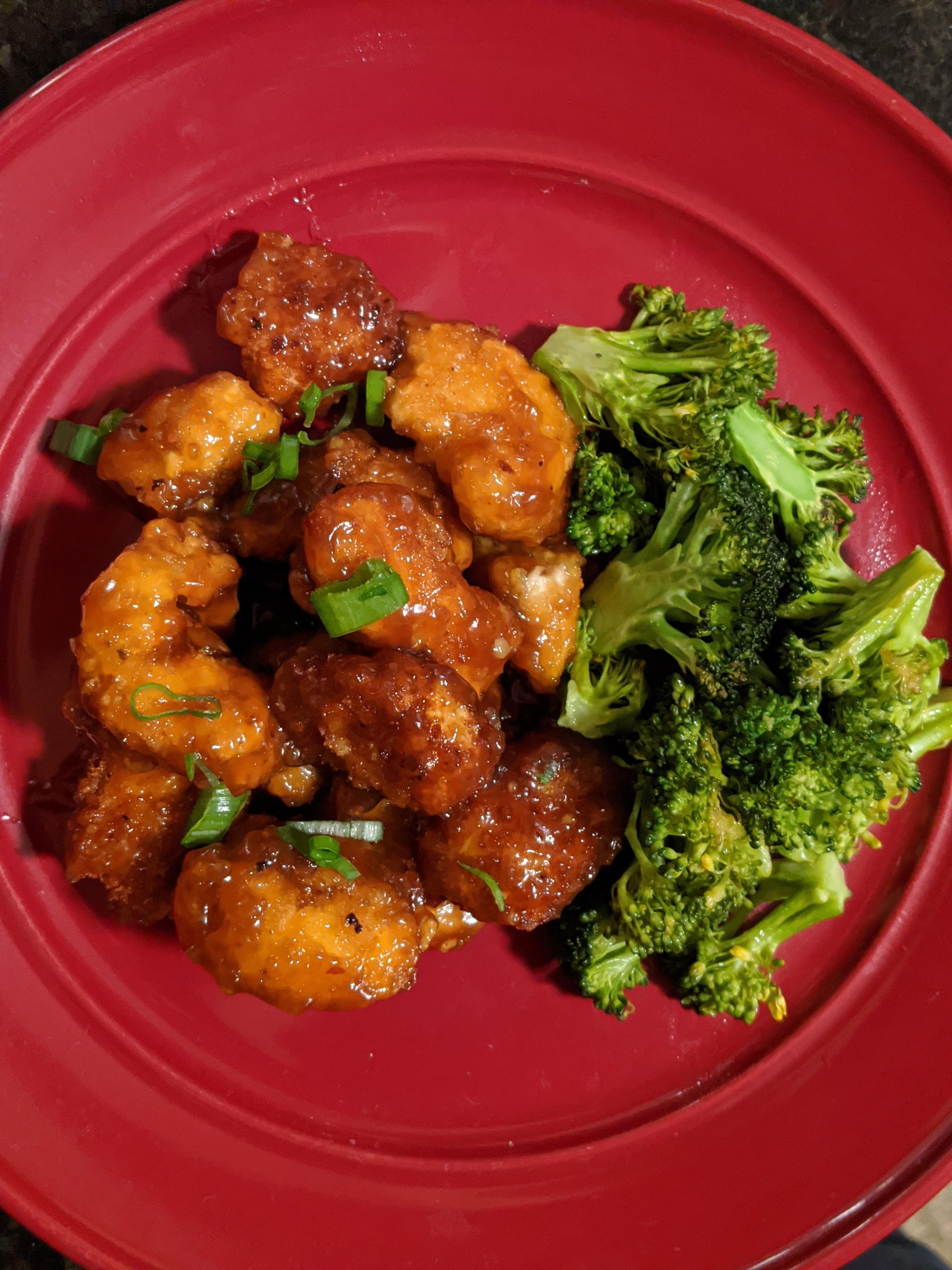 [homemade] orange chicken and broccoli r/food