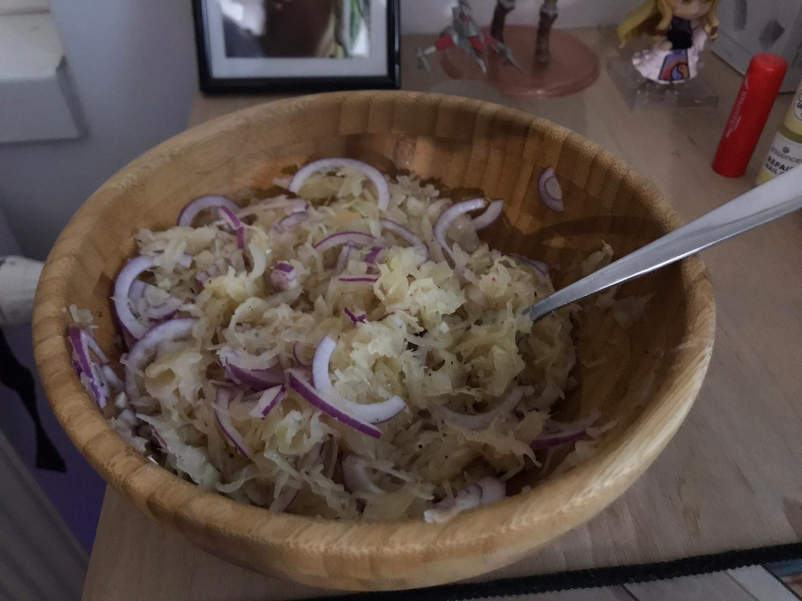 Sauerkraut Onion salad, just a package of sauerkraut with a chopped