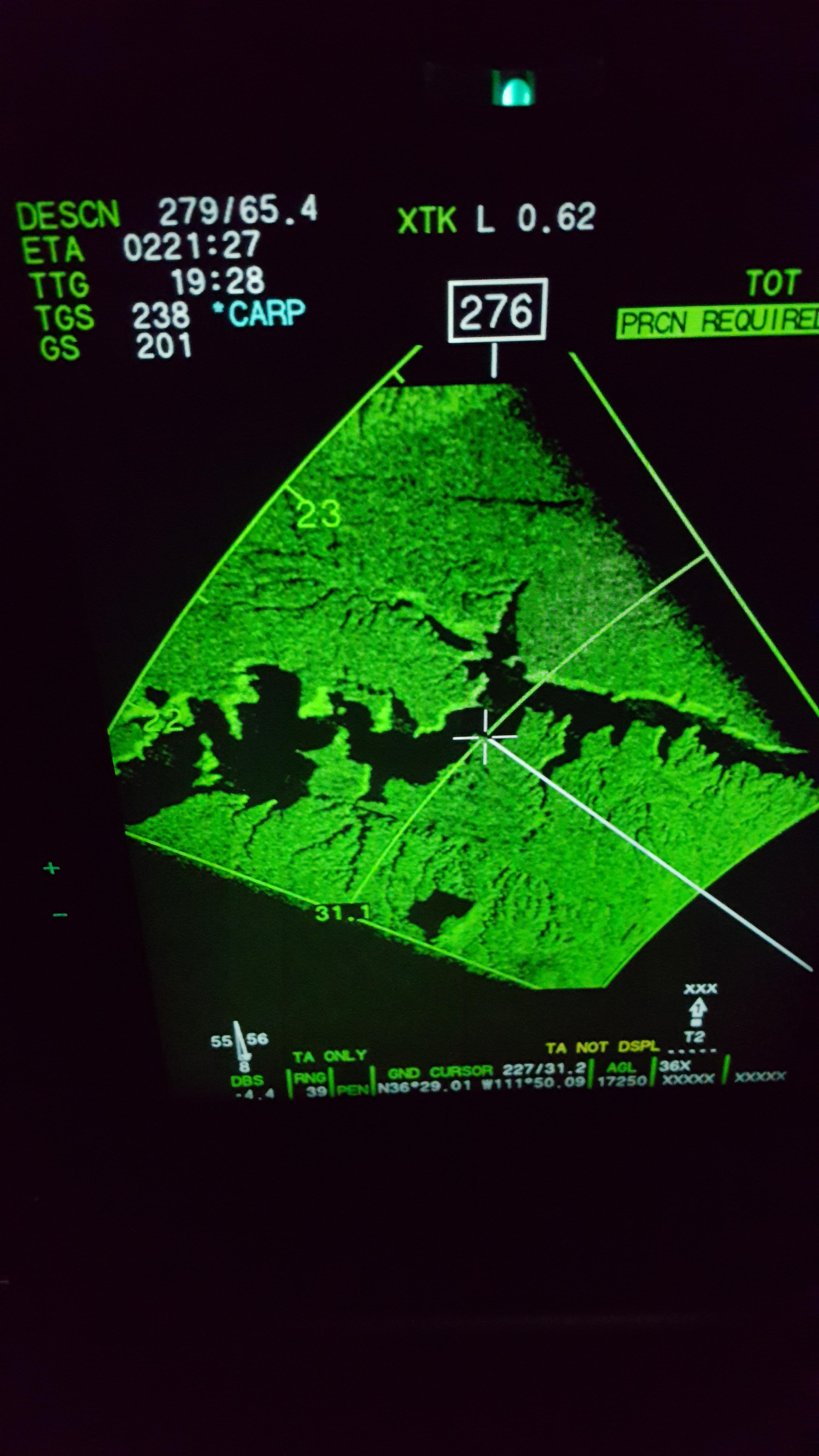 I used my ground mapping radar in the C130J to map the Grand Canyon