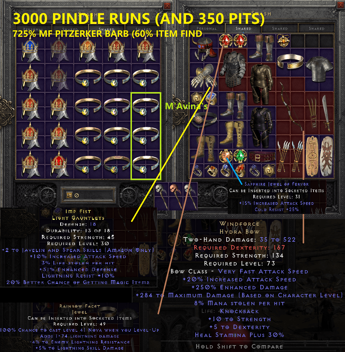 3000 Pindleskin Runs 725 Magic Find The Highlights r/Diablo_2_Resurrected