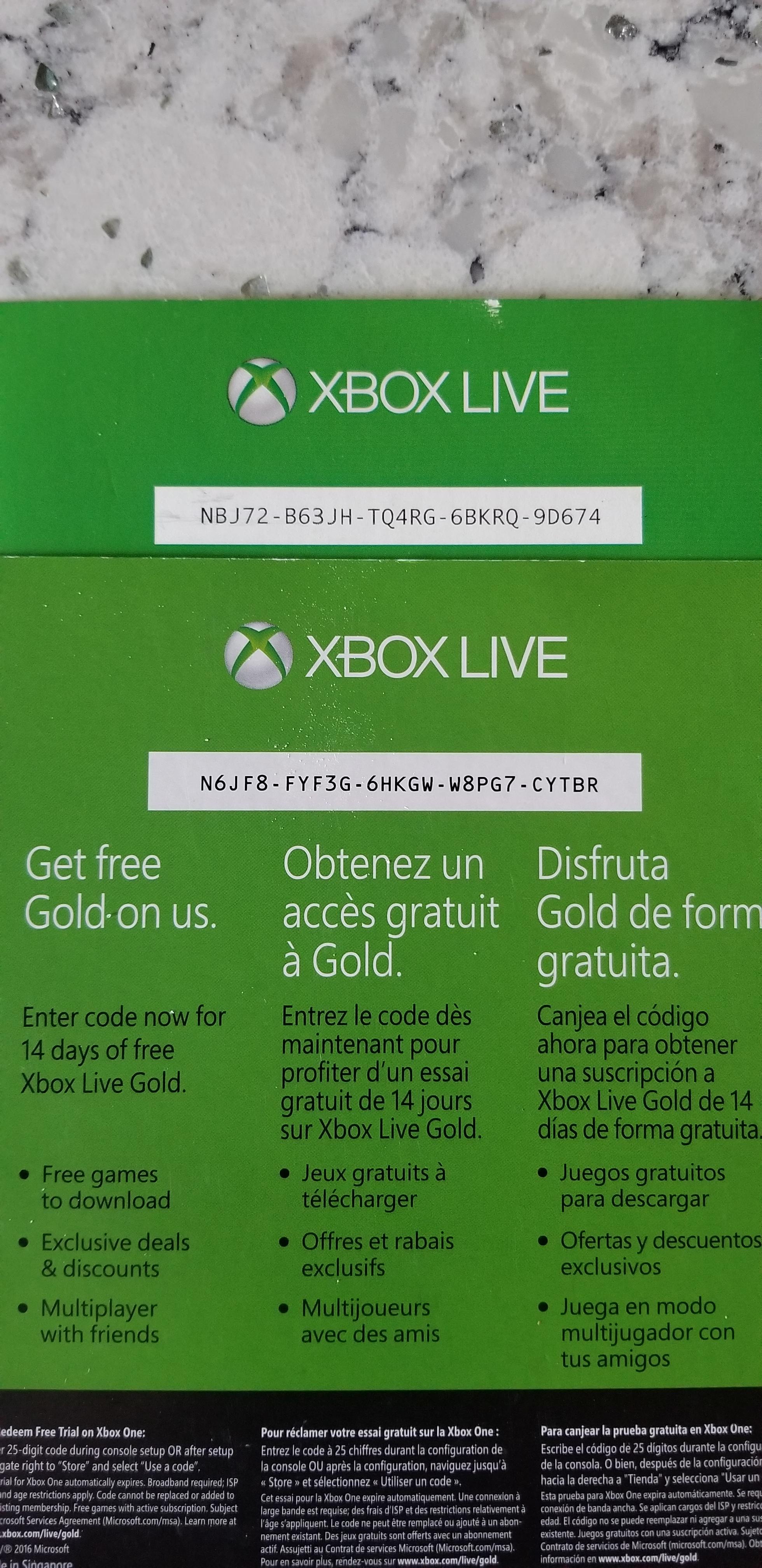 2 free xbox live 14 day trial codes. Happy gaming and happy holidays! xboxone