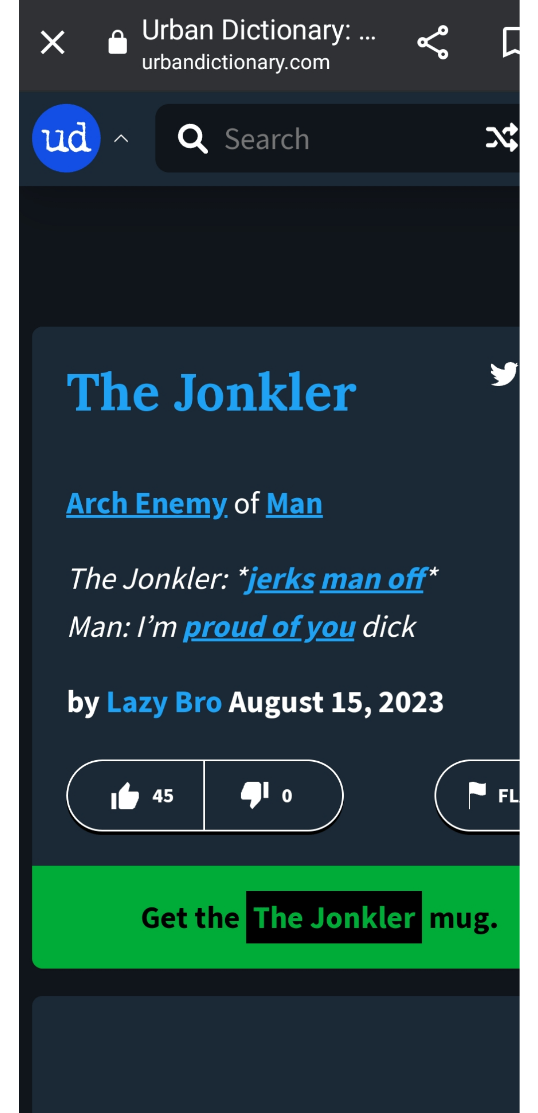 Why has someone put the Jonkler on Urban Dictionary? Do they think we