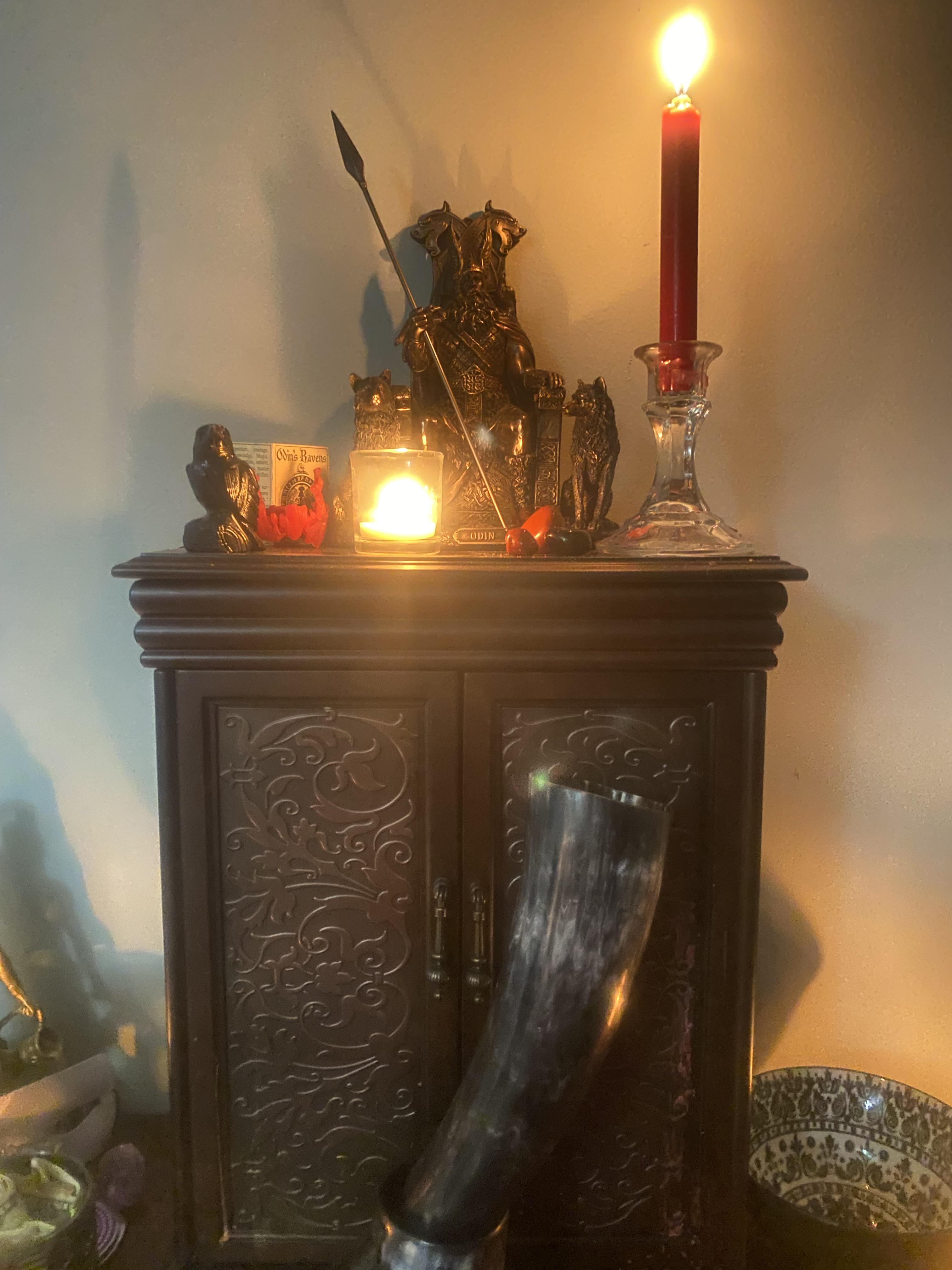 You guys liked my Dionysus shrine, so here is my partner’s shrine to