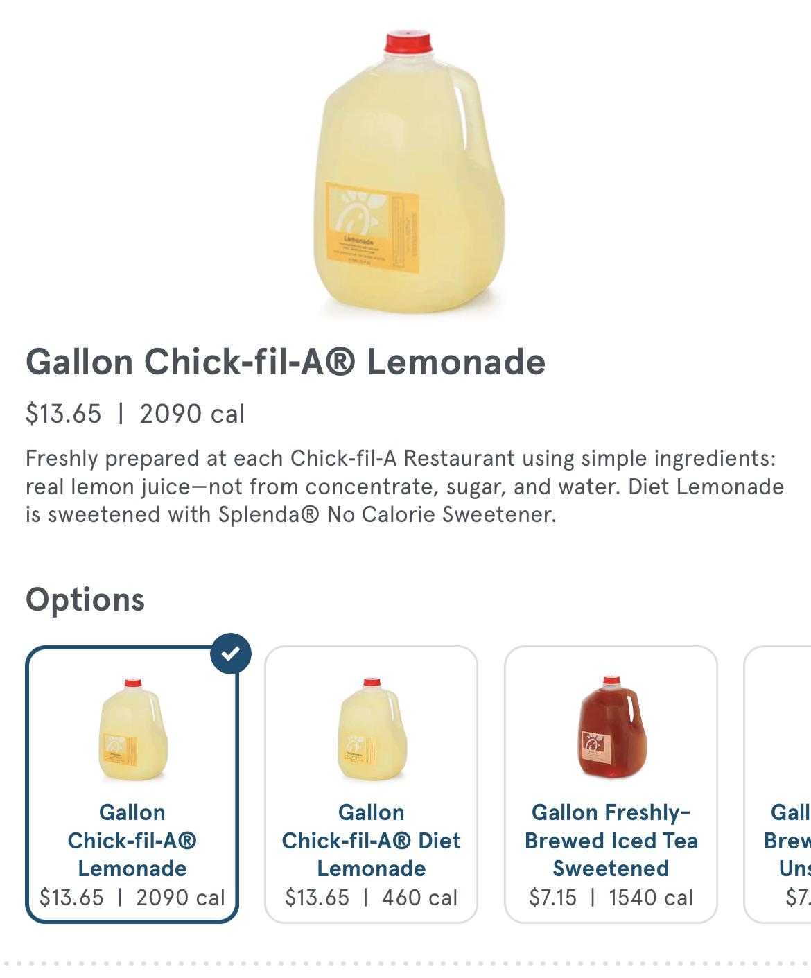 Chickfila gallon prices. Anyone else’s this high in the CFA app? r