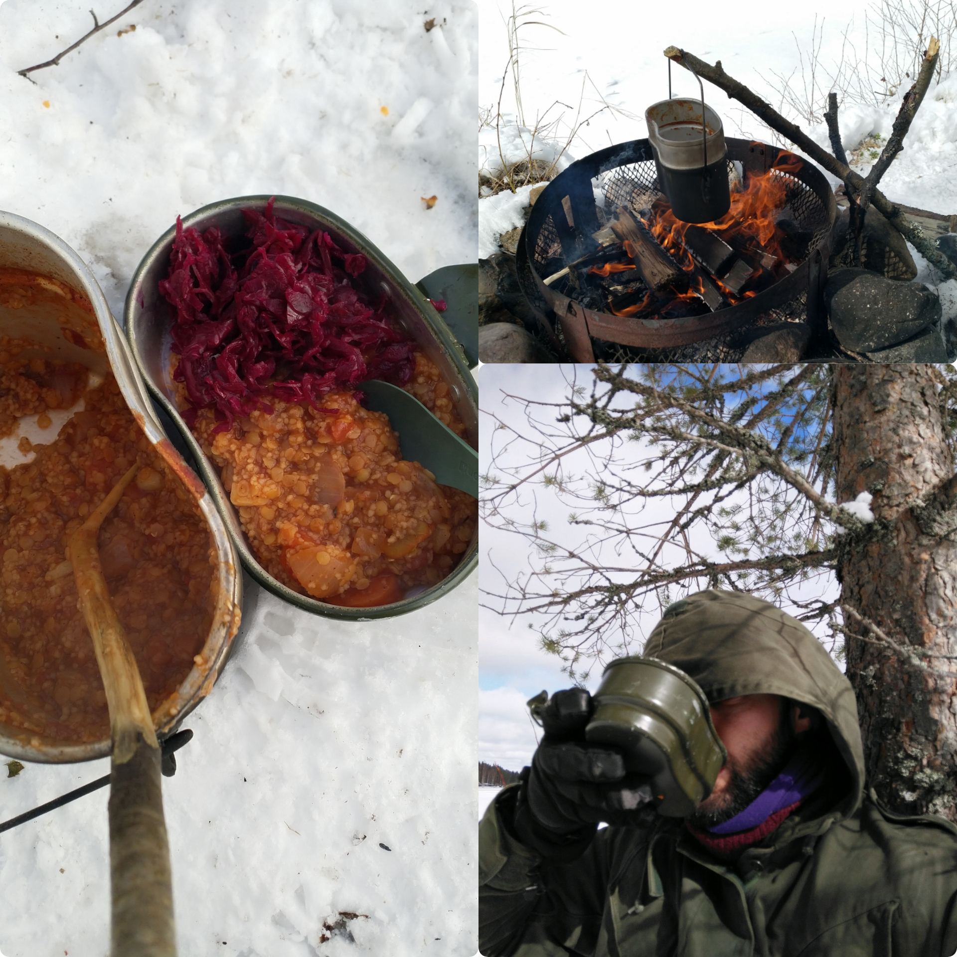 Field meal prepping simple vegan lentil stew with couscous