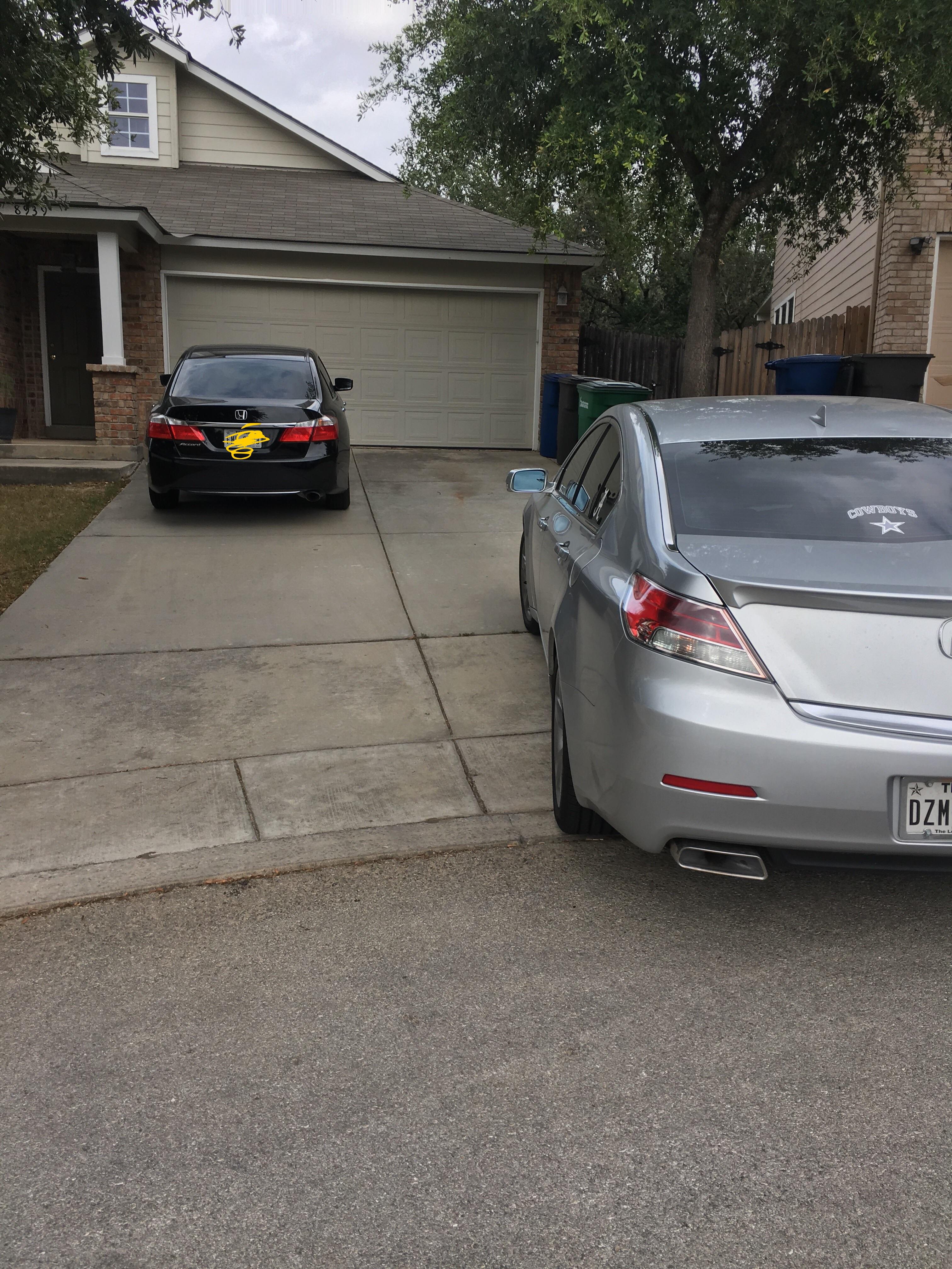 When your neighbors (silver) park in your driveway all day without