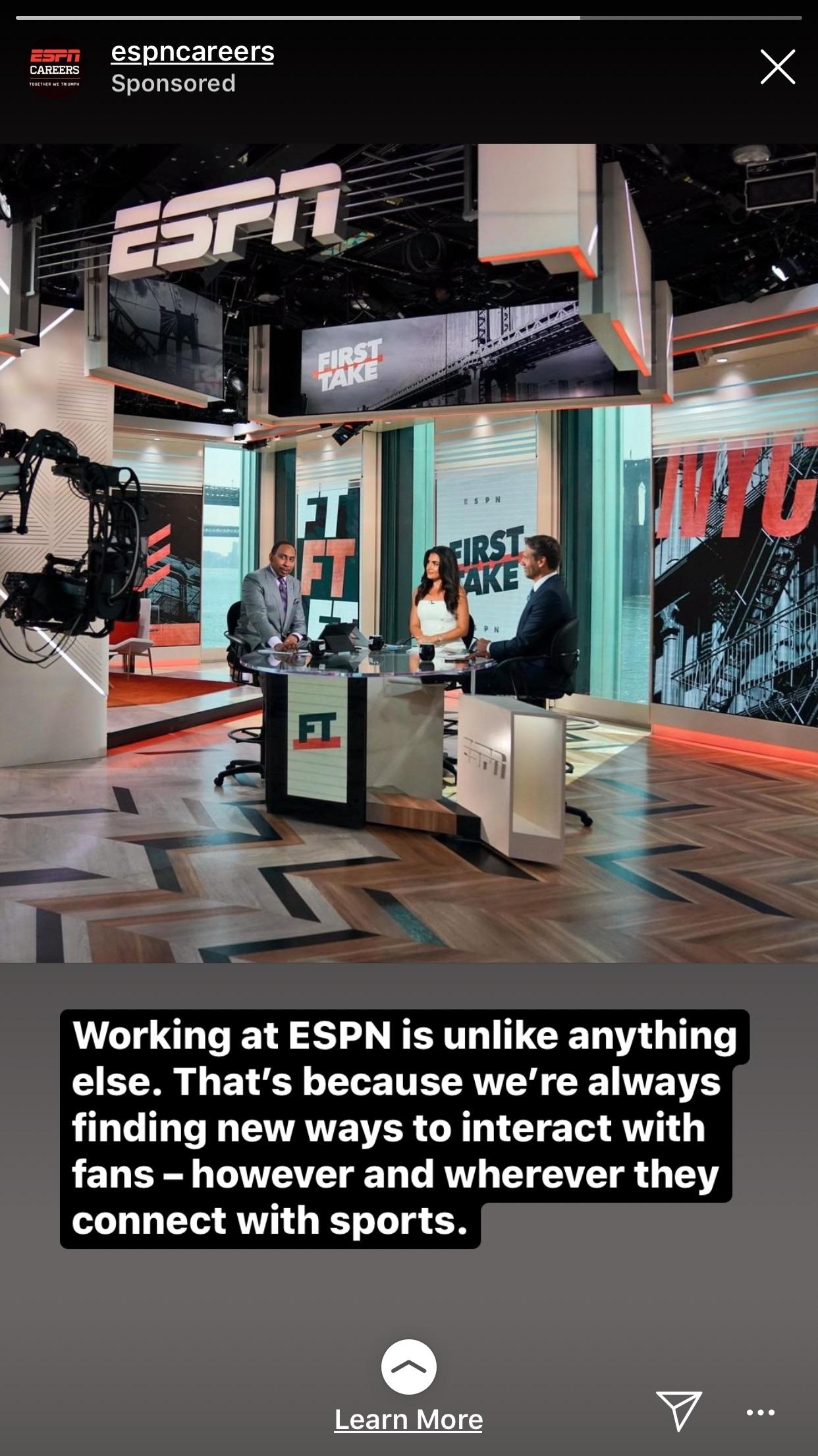 If you apply for a job in ESPN, good luck, best chance you’re hitting