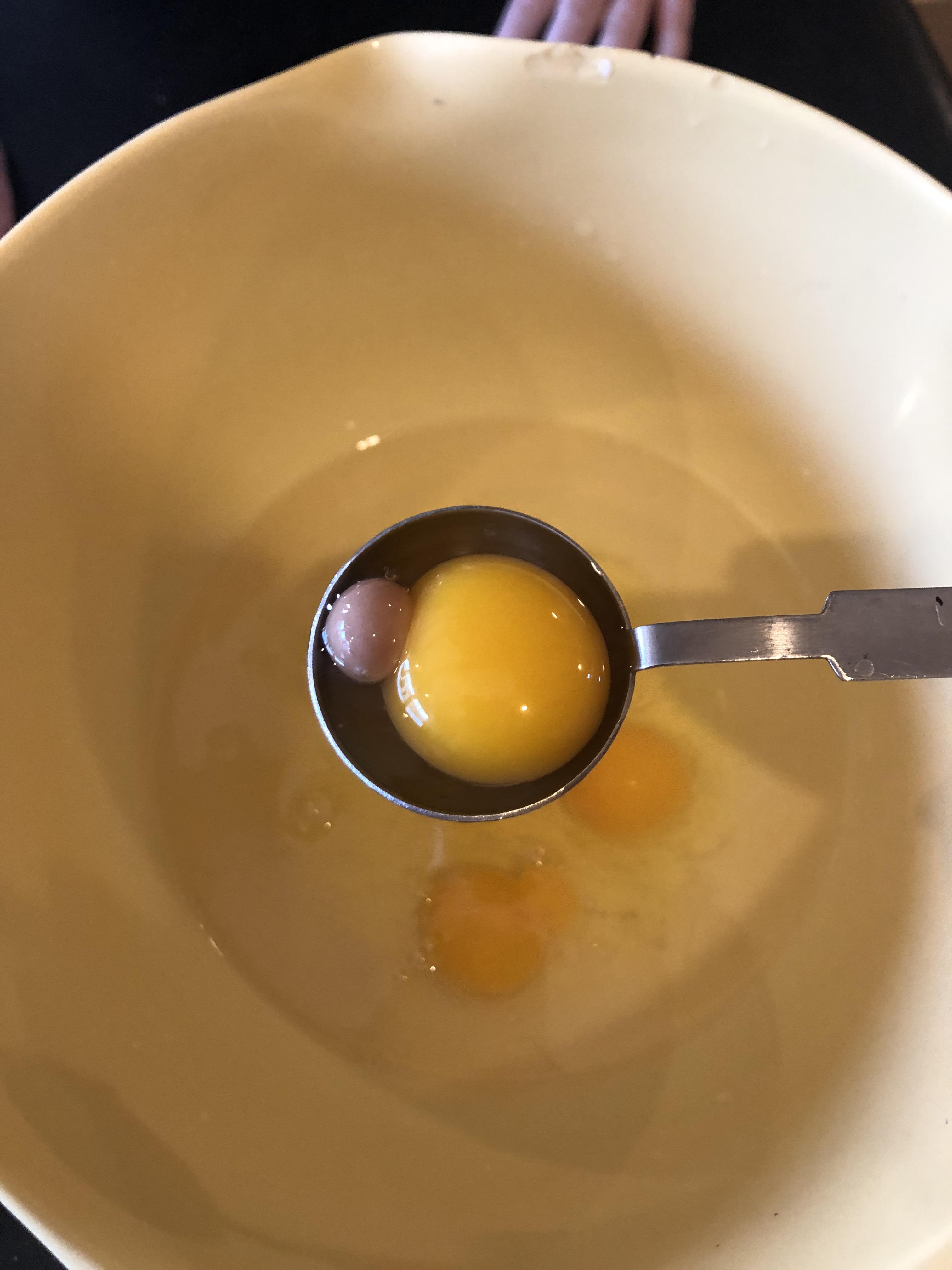 One of our chicken’s eggs had a smaller egg inside of it