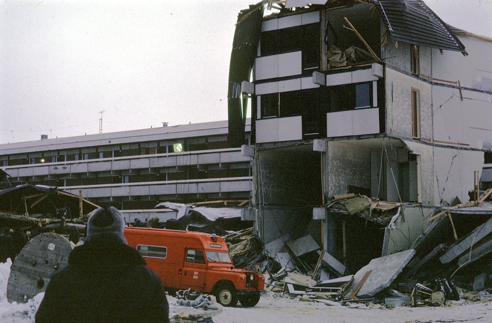 The aftermath of the Block 5 explosion. On March 14th 1970 an apartment