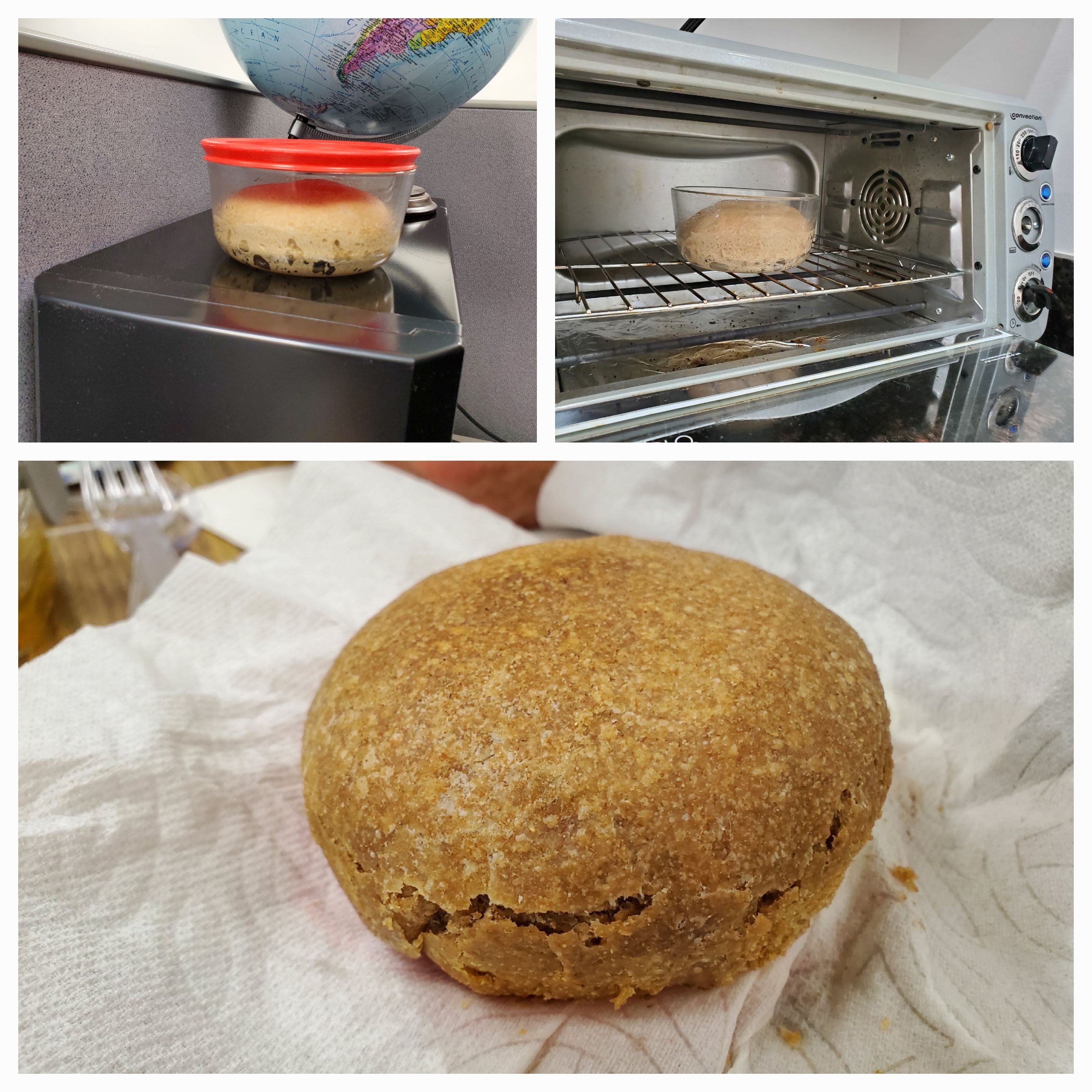 I made a tiny loaf of fresh sourdough bread for lunch by letting it