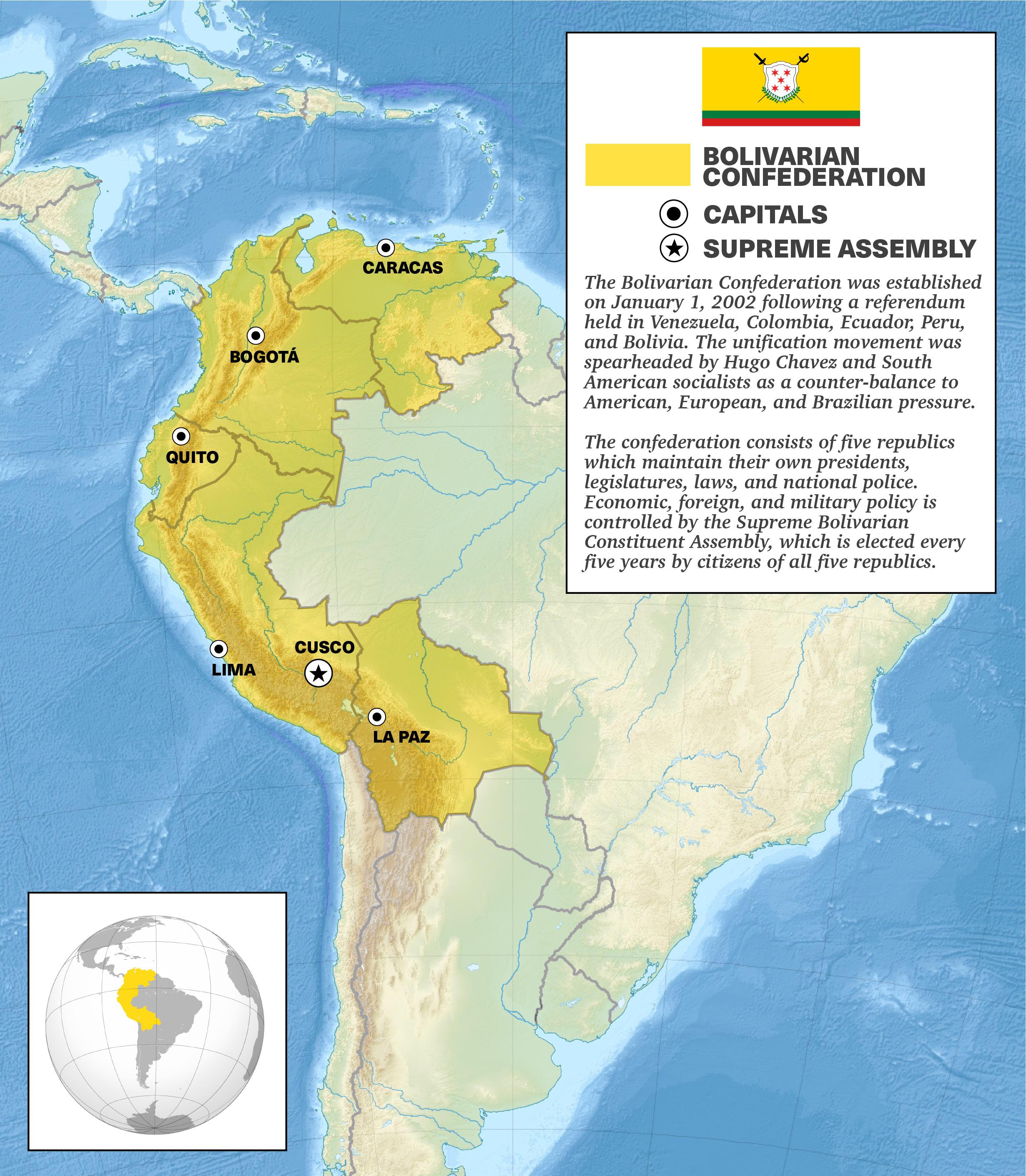 Alt history The Bolivarian Confederation (details + lore on the map