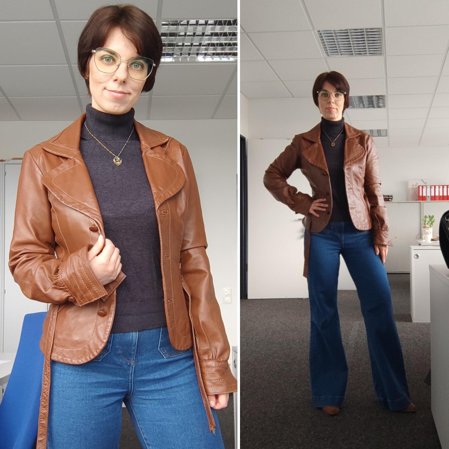 70s look today with a true vintage leather jacket r/LadiesInLeather