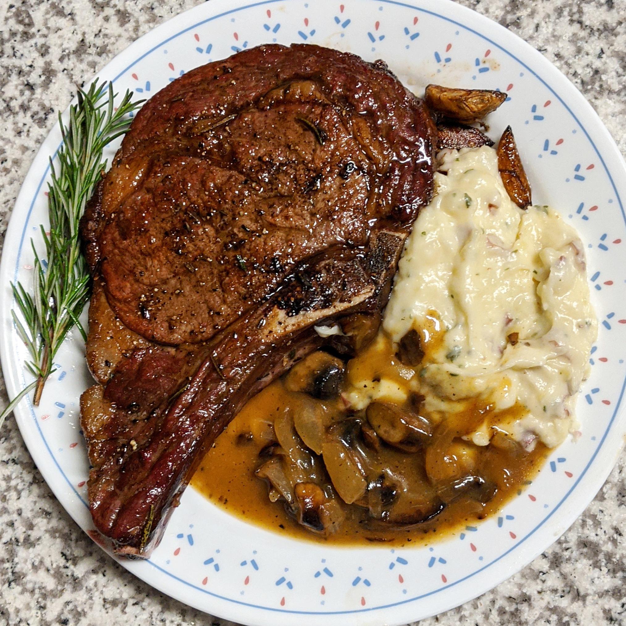 Ribeye Steak With Mushroom Gravy / Grilled Steak with Sauteed Shallots