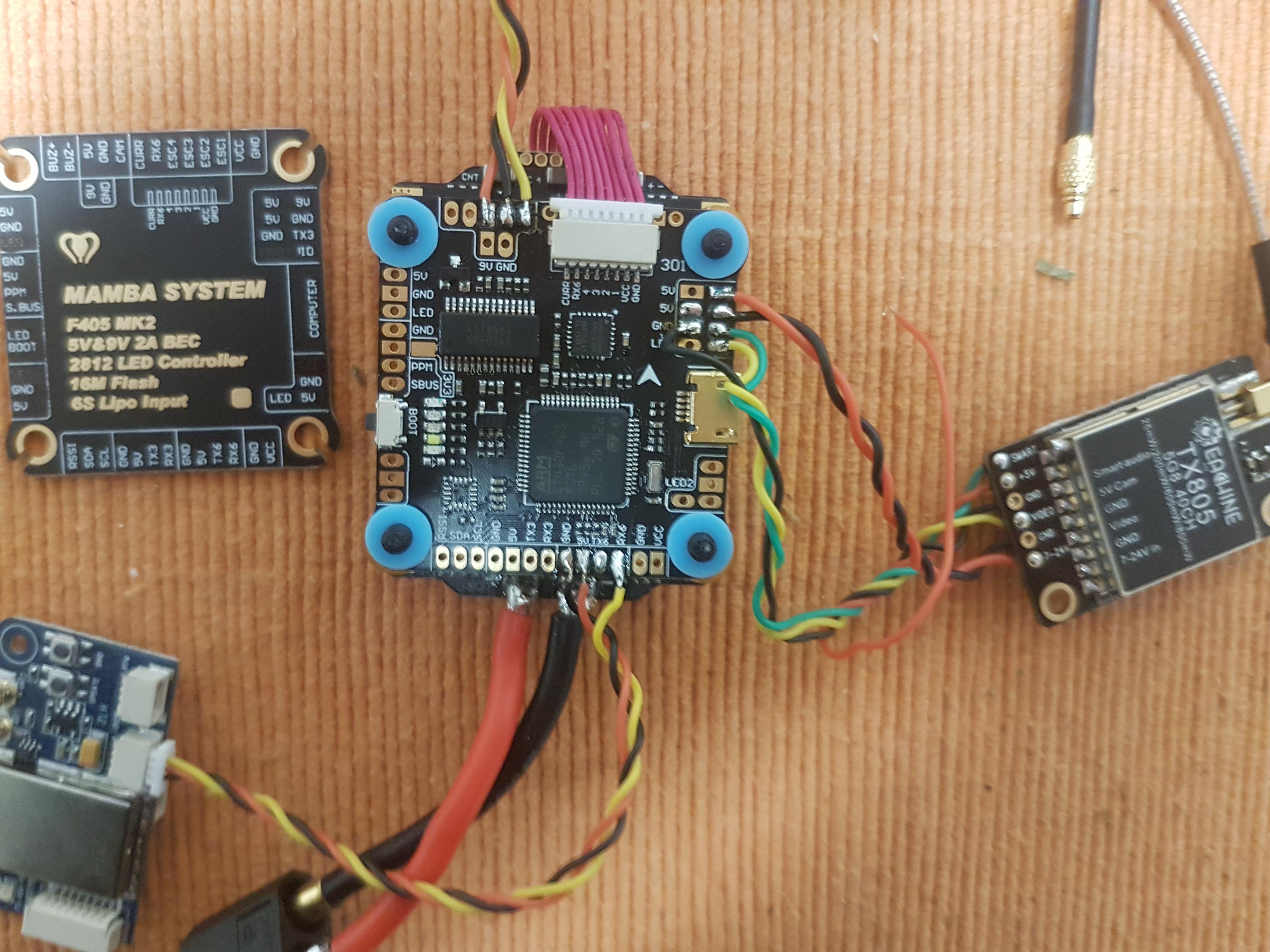 No video signal just white noise, Mamba F405 MK2 and Eachine TX805