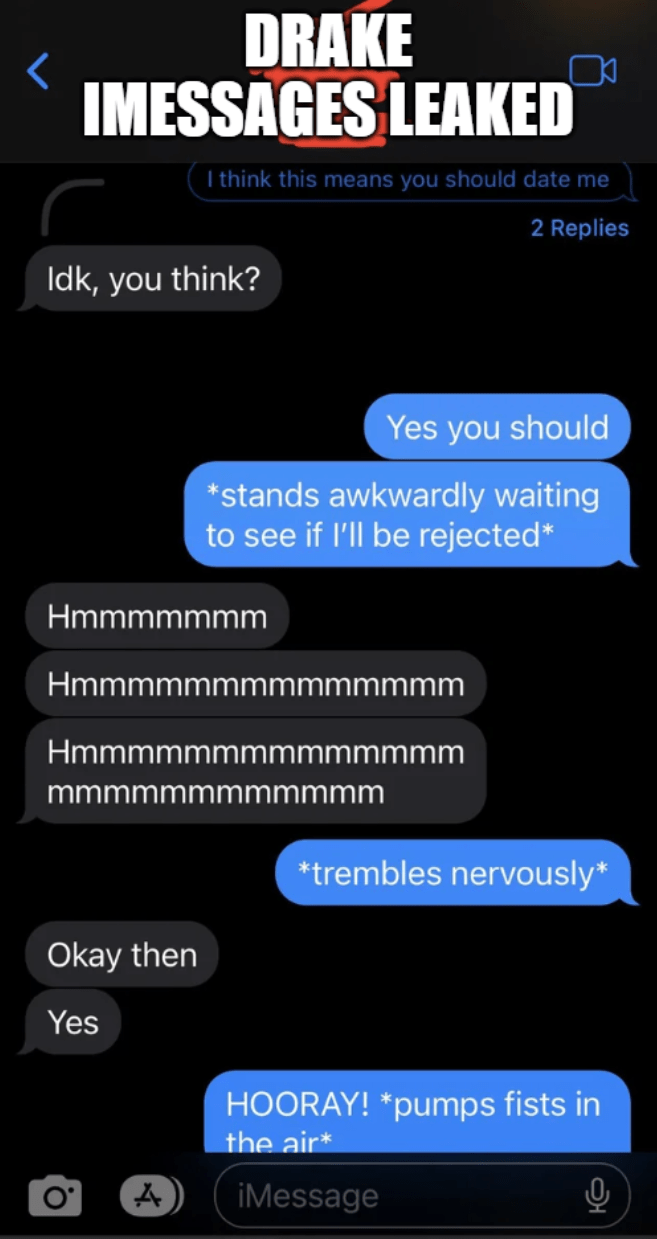 Drake the type of fella to text like this lying on his bed with his