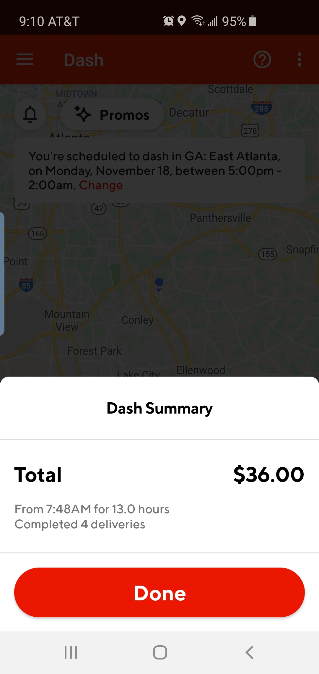 Pitiful Sunday jn Atlants doordash_drivers